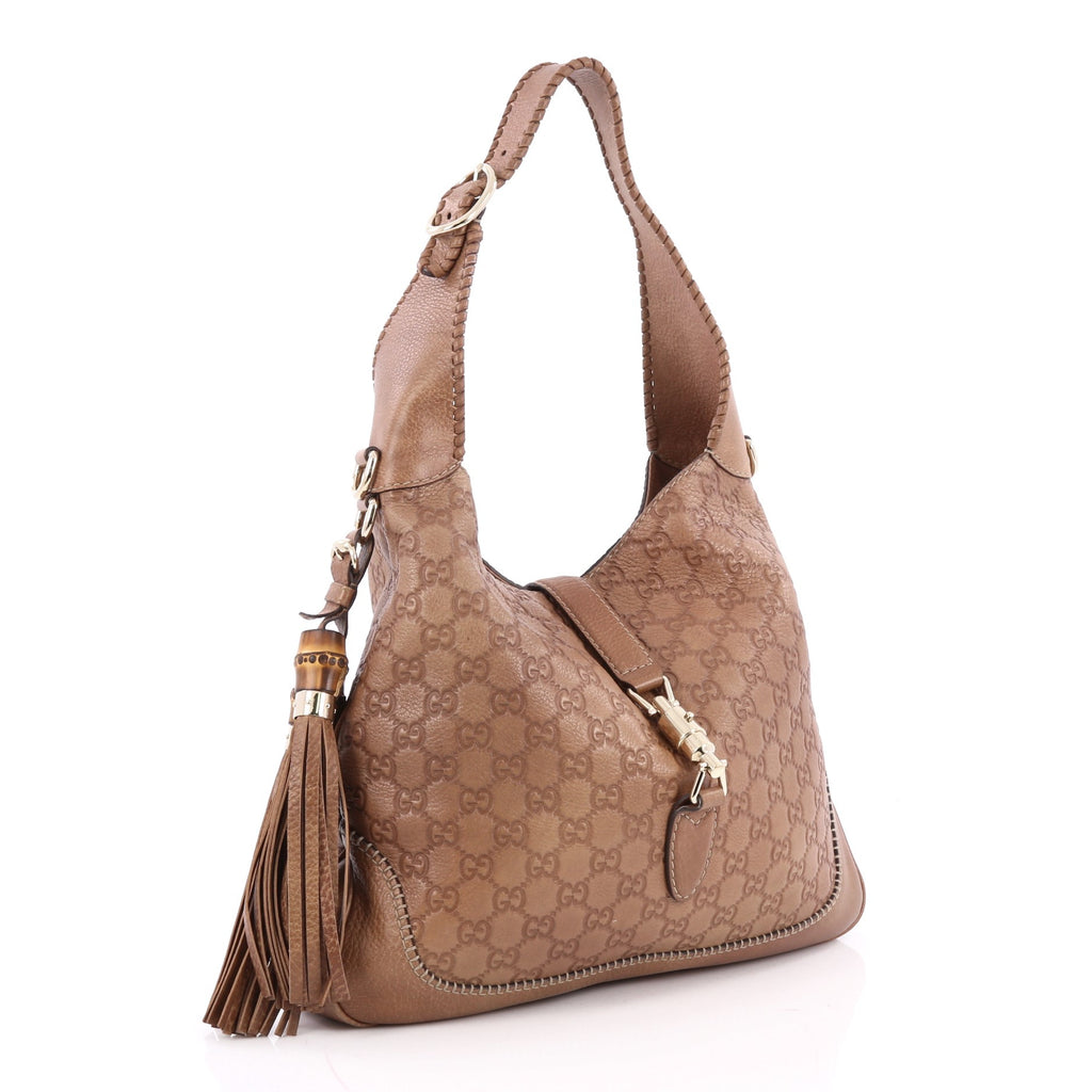 Buy Gucci New Jackie Handbag Guccissima Leather Medium Brown 1901101 – Rebag
