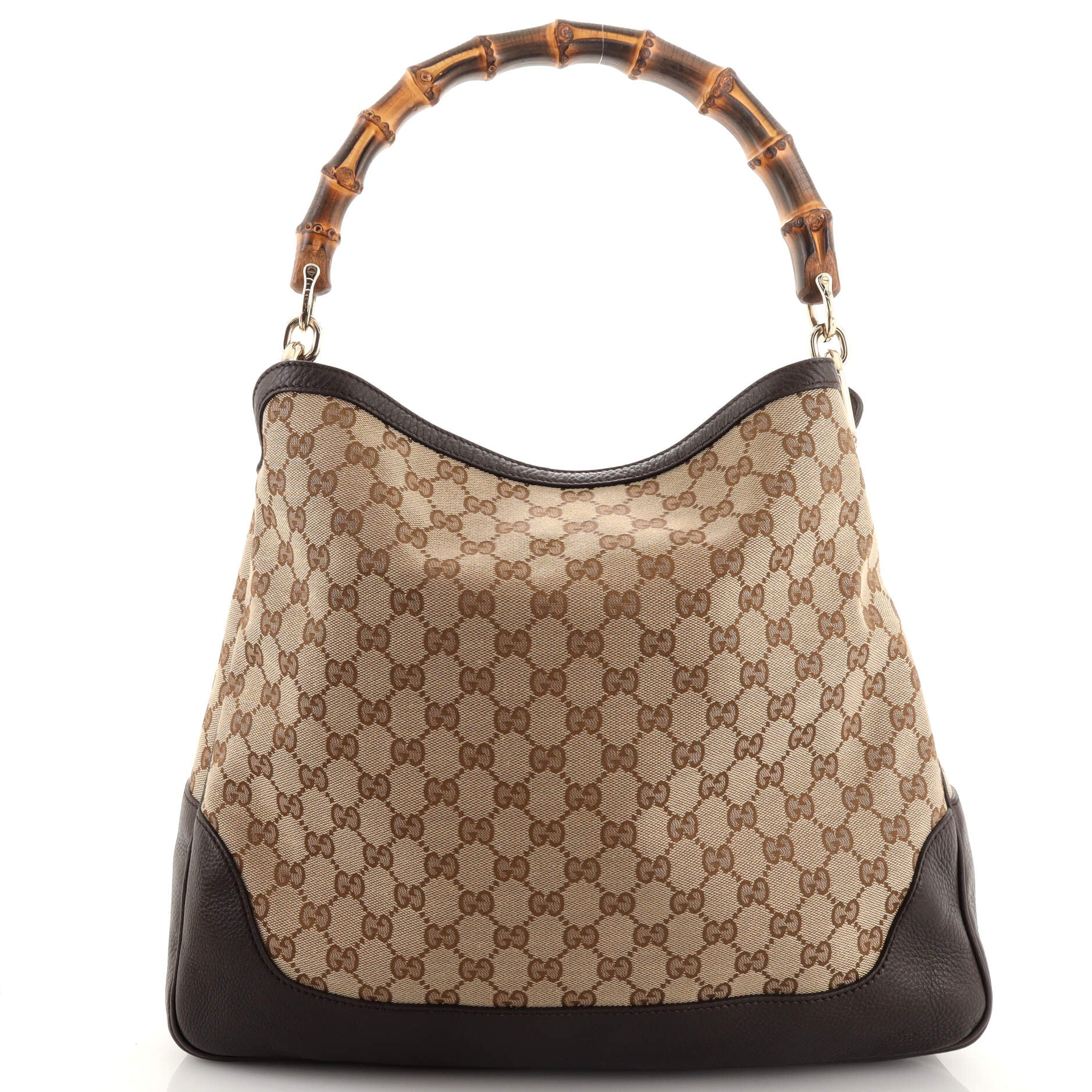 Gucci Beige/Ebony GG Canvas and Leather Bamboo Shoulder Bag Gucci