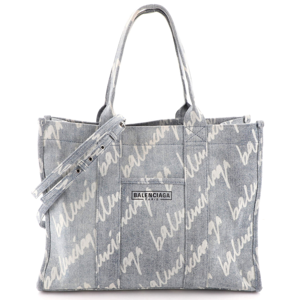 Balenciaga Hardware logoprint Denim Tote Bag  Farfetch