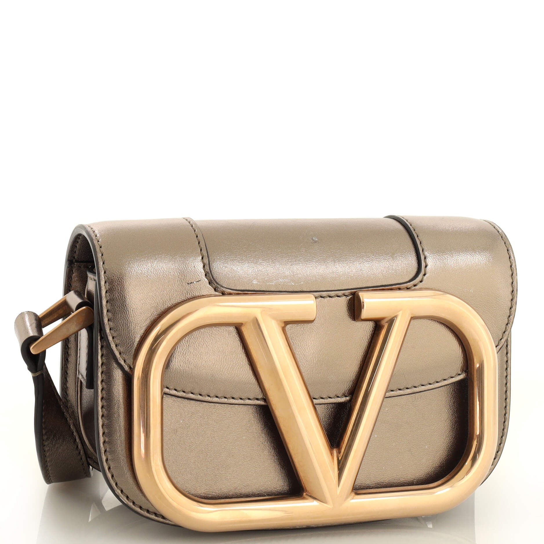 Valentino Garavani Supervee Ivory Leather Small Crossbody Bag