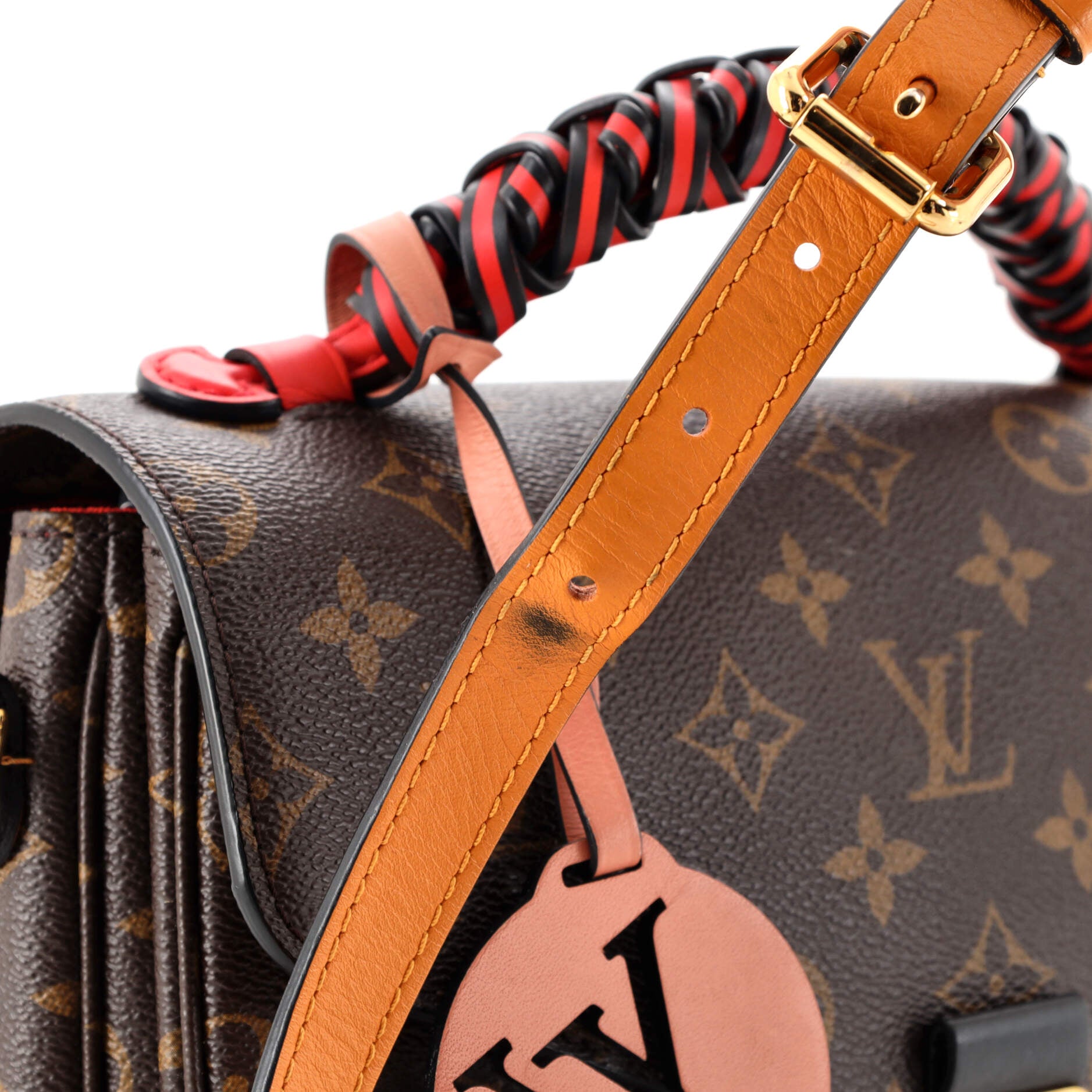 Louis Vuitton Braided Handle Pochette Metis Monogram Canvas Brown