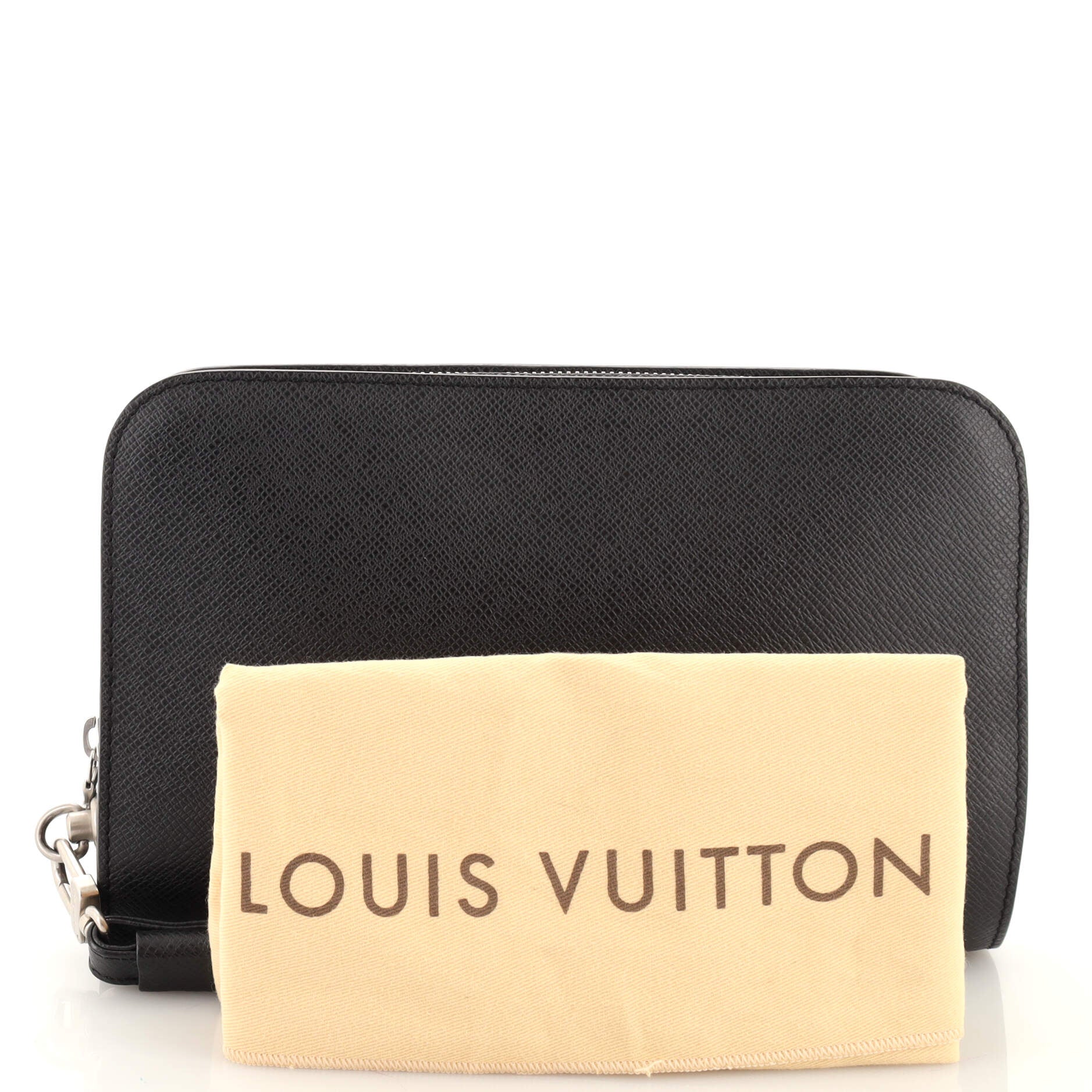 Louis Vuitton Dark Brown Taiga Leather Pochette Baikal Clutch Louis Vuitton