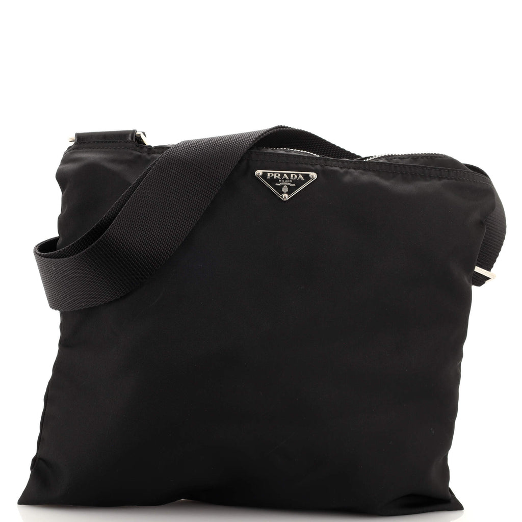 Prada Flat Messenger Bag Tessuto Medium Black 192969156