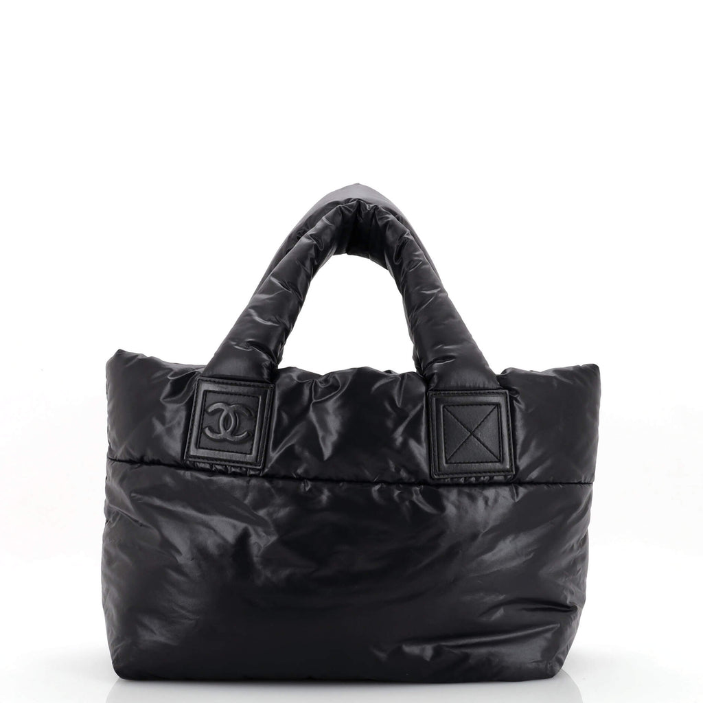 Chanel Coco Cocoon Reversible Tote Quilted Nylon Small Black 1933887