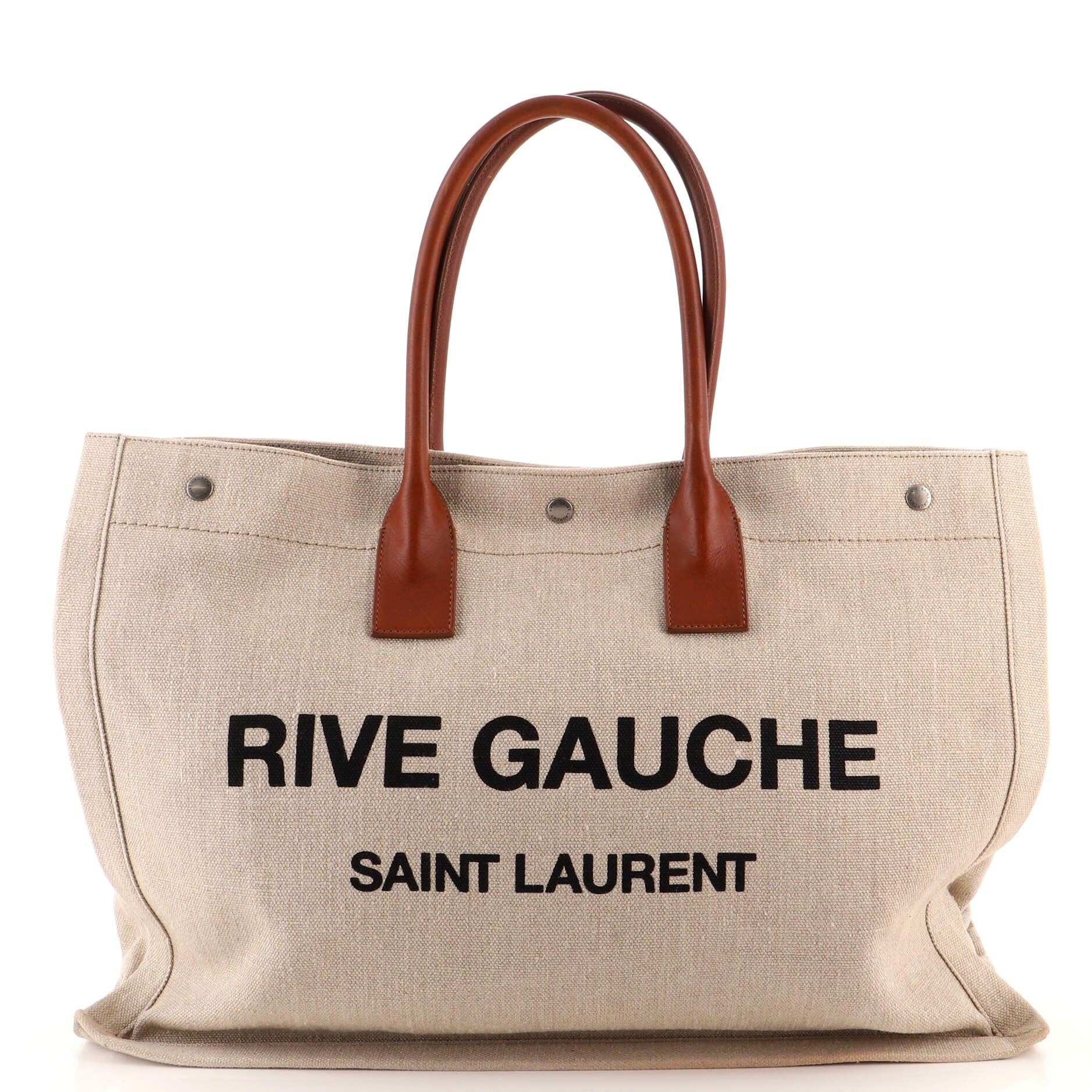 RIVE GAUCHE LARGE TOTE BAG IN CANVAS AND SMOOTH LEATHER