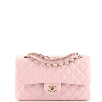 Chanel Classic Double Flap Bag Quilted Iridescent Calfskin Medium Pink  1945611