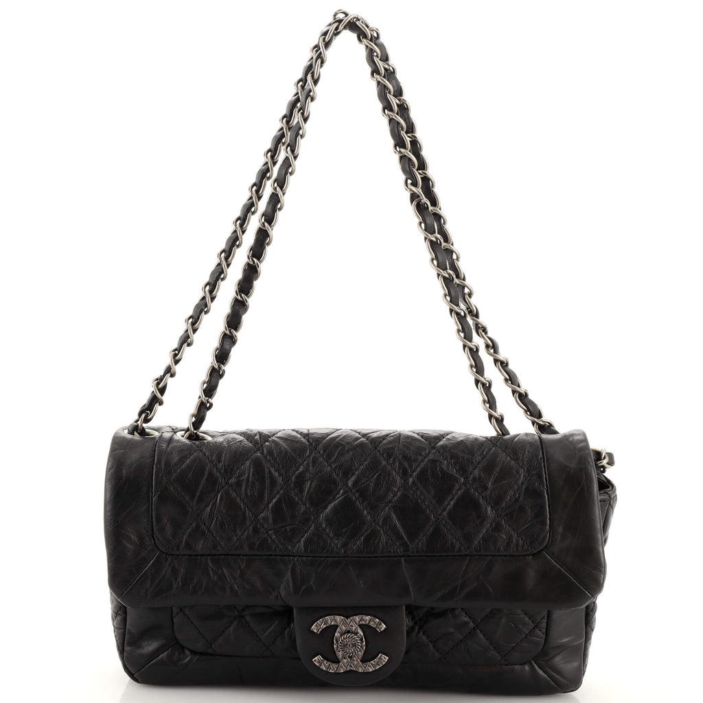 Chanel Coco Rider Flap Bag Quilted Aged Calfskin Medium Black 195056173