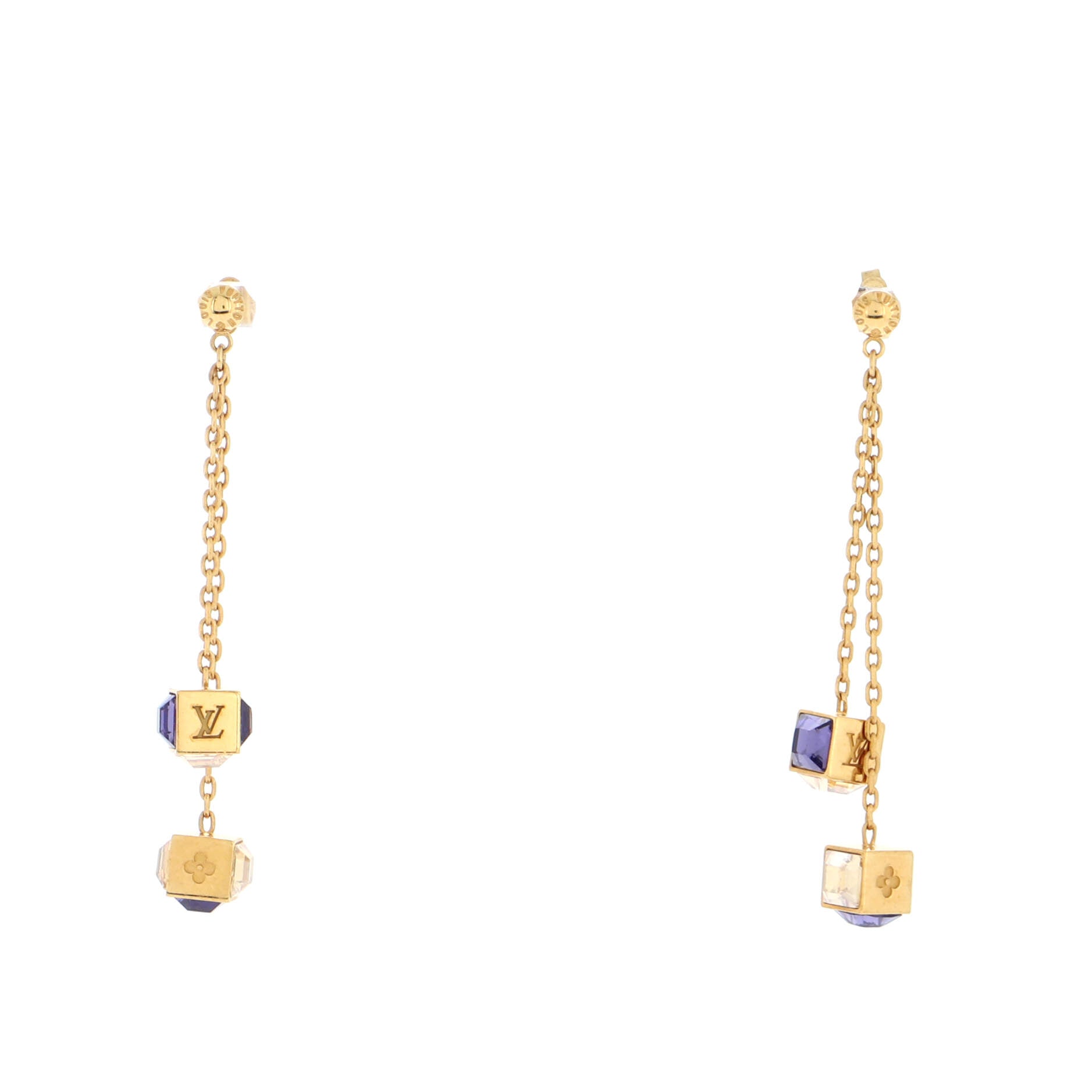 gold louis vuitton dangle earrings