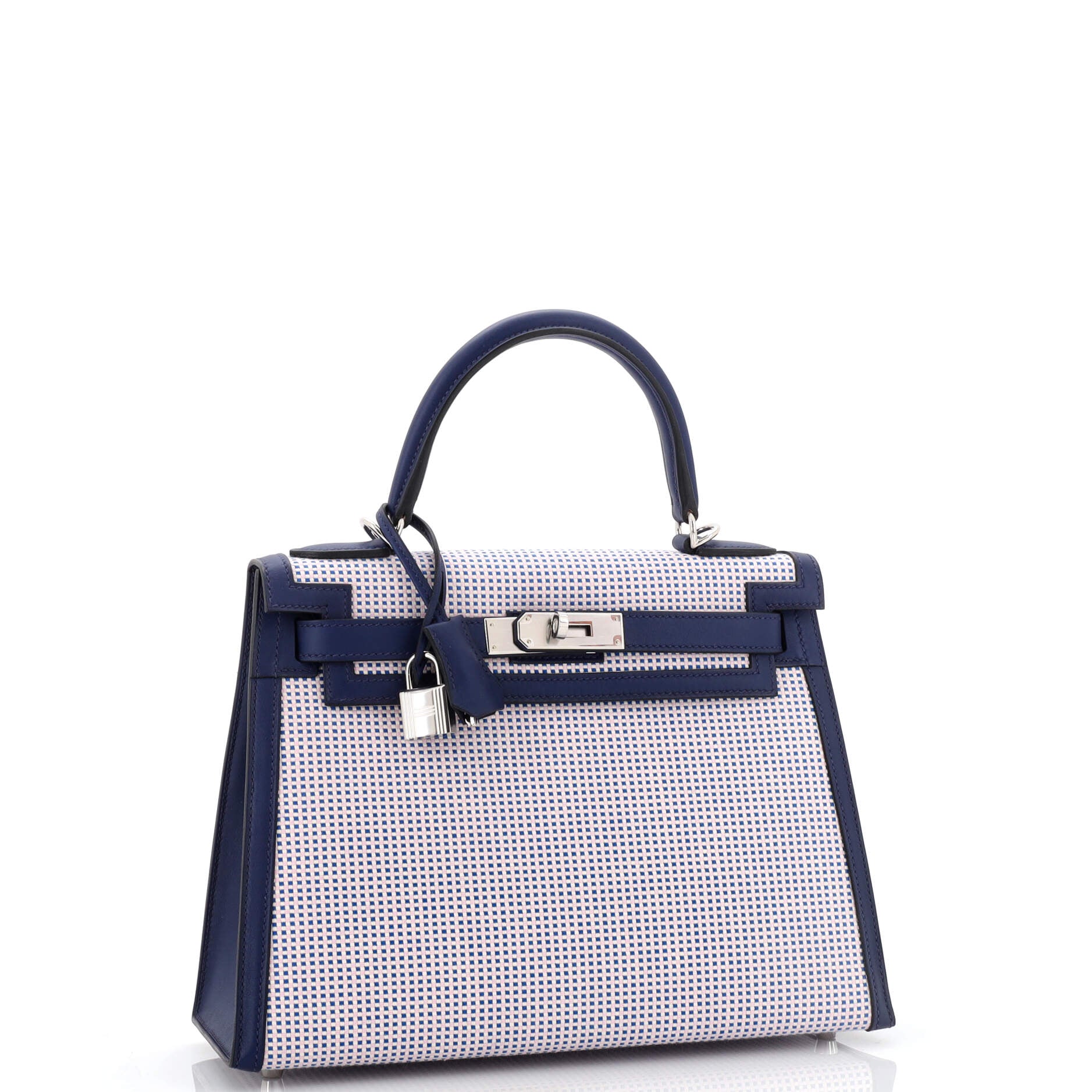 Hermes Kelly Handbag Blue Epsom with Palladium Hardware 32 Blue