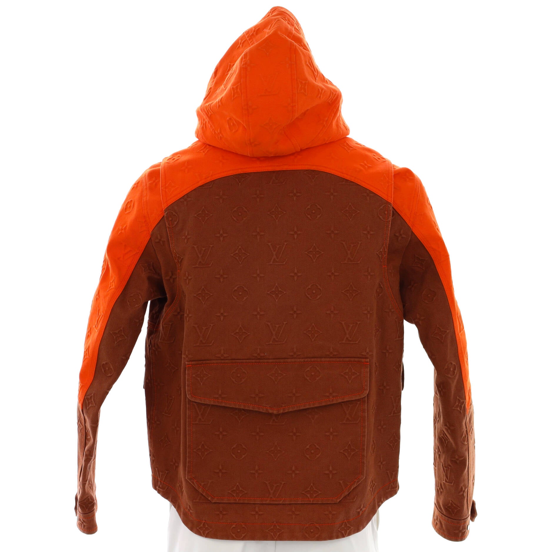 Louis Vuitton Monogram Hooded Denim Jacket in Orange for Men