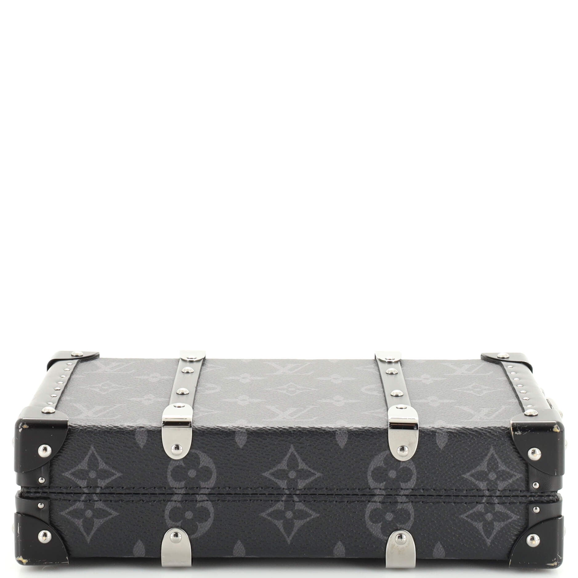 Monogram Massacar Canvas Clutch Box Bag Silver Hardware, 2020