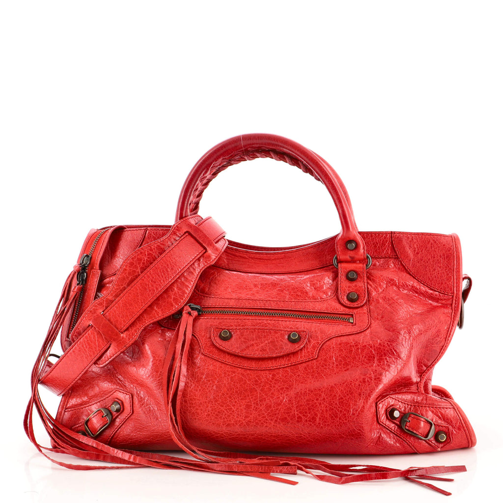 BALENCIAGA 115748 The City 2Way Shoulder Hand Bag Leather Red Ex  eBay