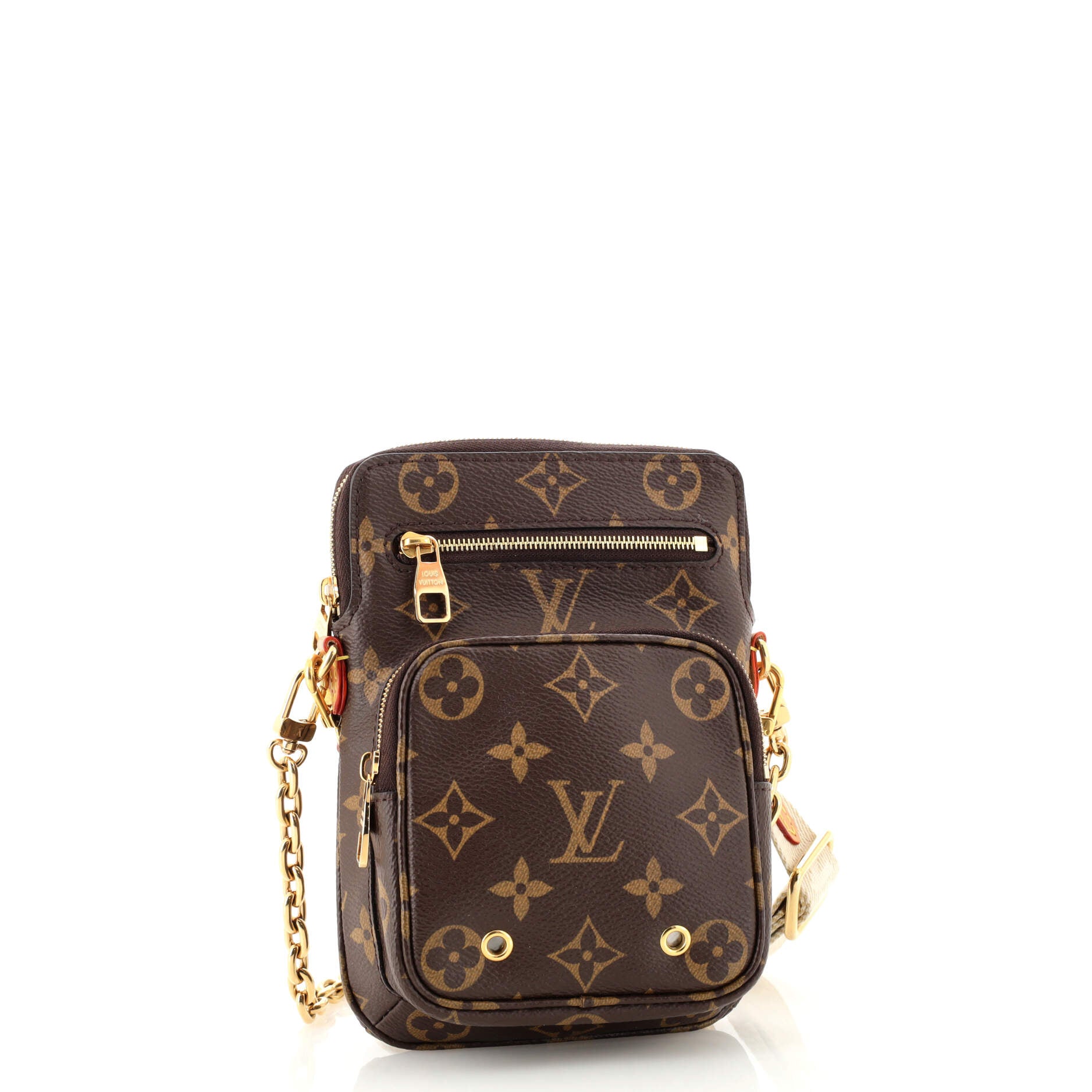 LOUIS VUITTON Utility Phone Sleeve Monogram Canvas Crossbody Bag Brown