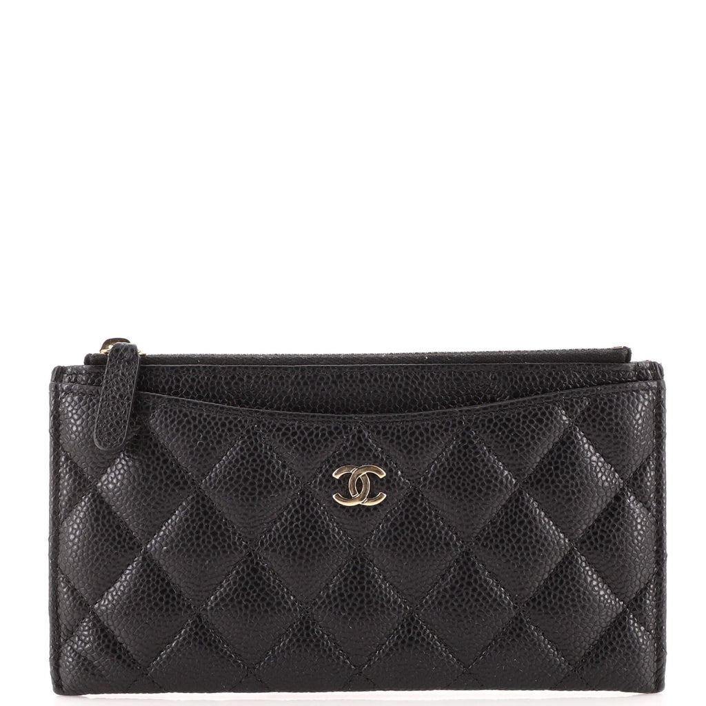 Chanel Classic Zip Pouch Quilted Caviar Long Black 1968954