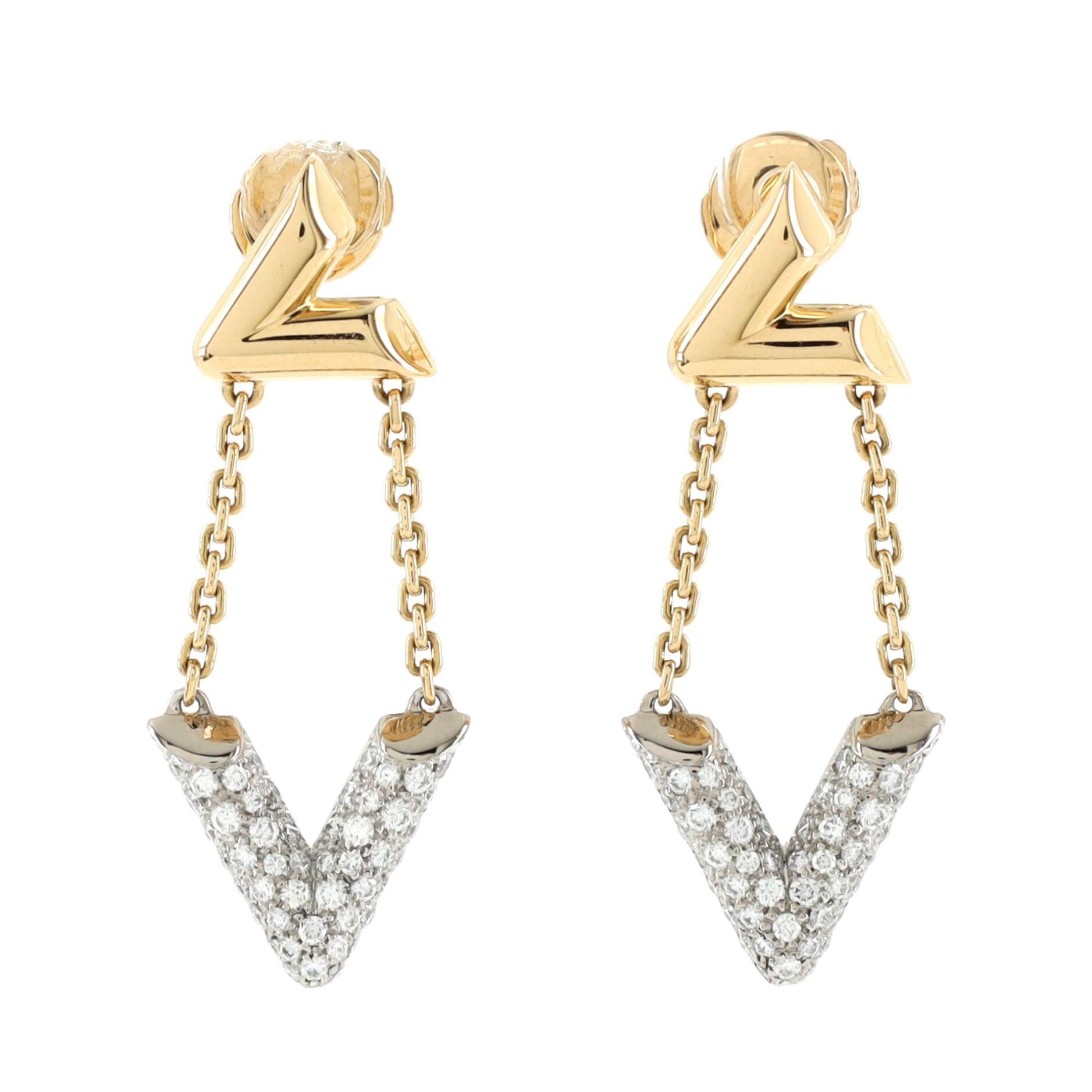 Louis Vuitton 18K Pink Gold LV Volt One Stud Diamond Earring