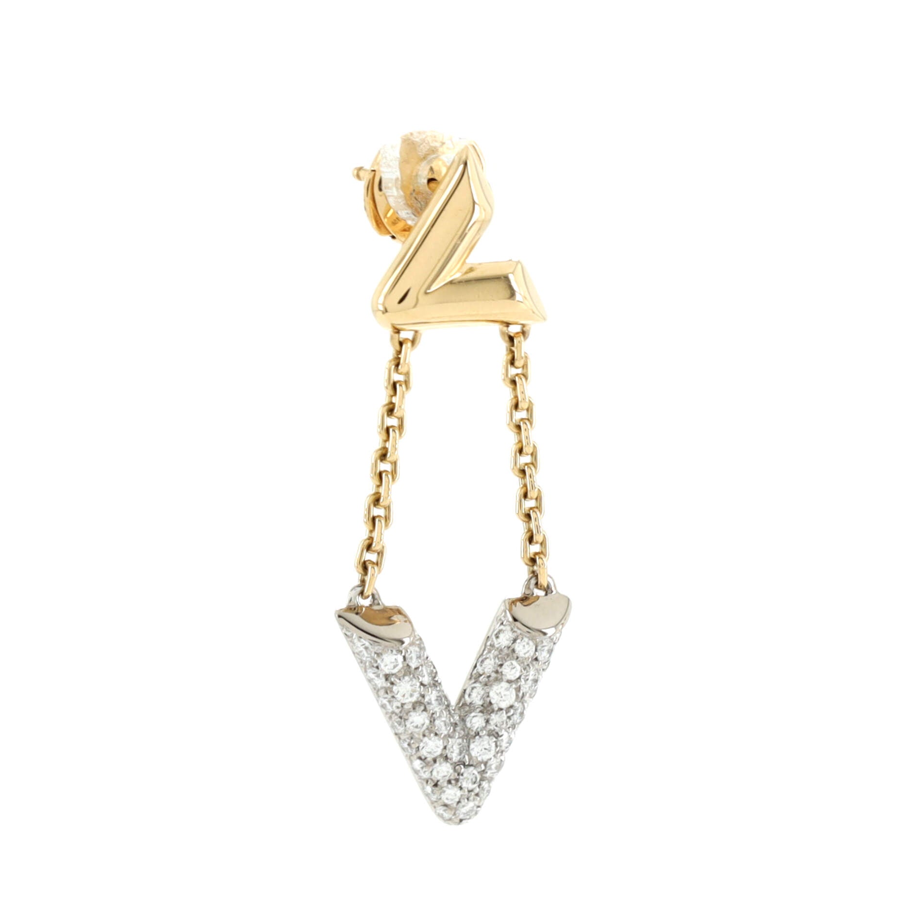 LOUIS VUITTON LV Volt Upside Down Earrings, Yellow Gold, White Gold And Diamonds Gold. Size Nsa