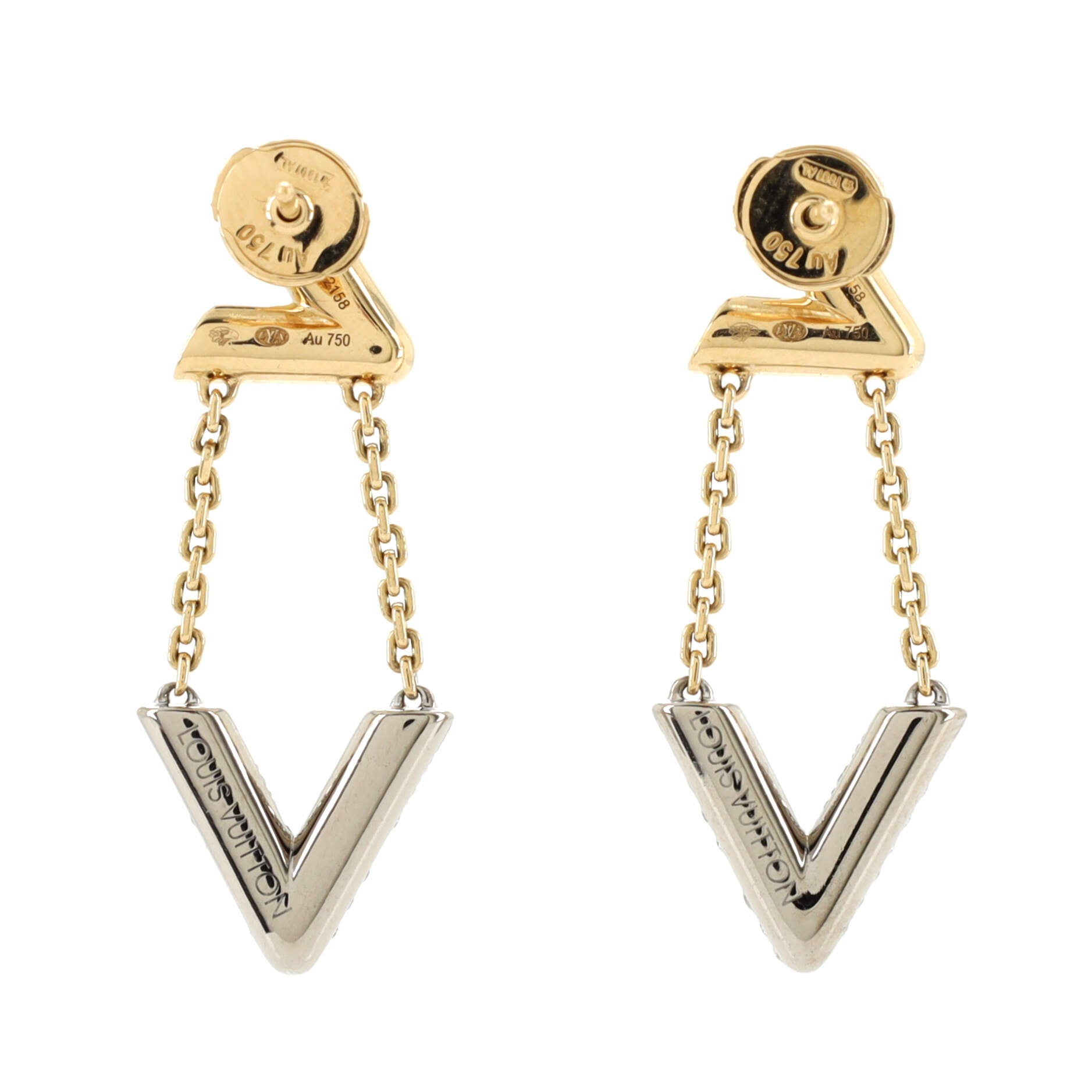 Louis Vuitton Yellow Gold And Diamond Lv Volt Stud Earring