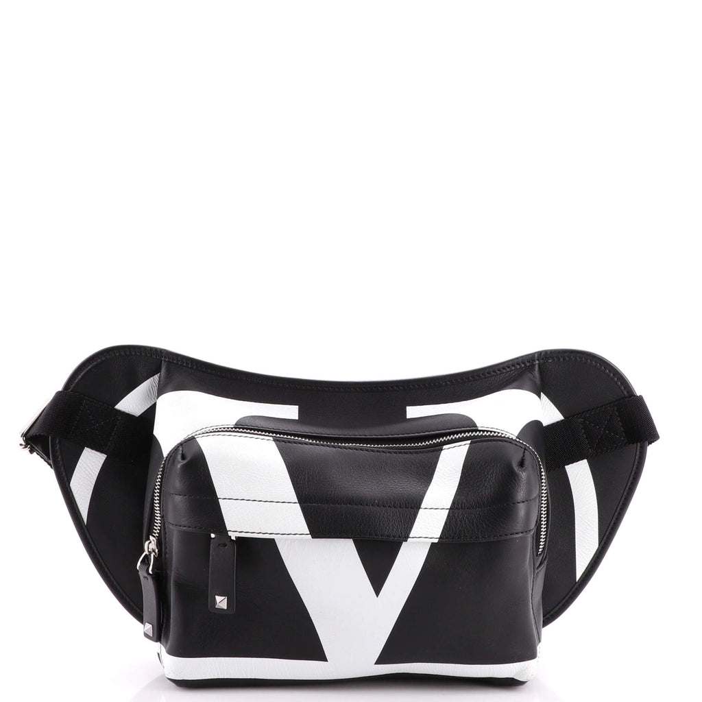 Valentino Garavani VLogo Front Pocket Waist Leather Medium Black
