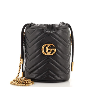 Gucci GG Marmont Bucket Bag Matelasse Leather Mini Black 1977221