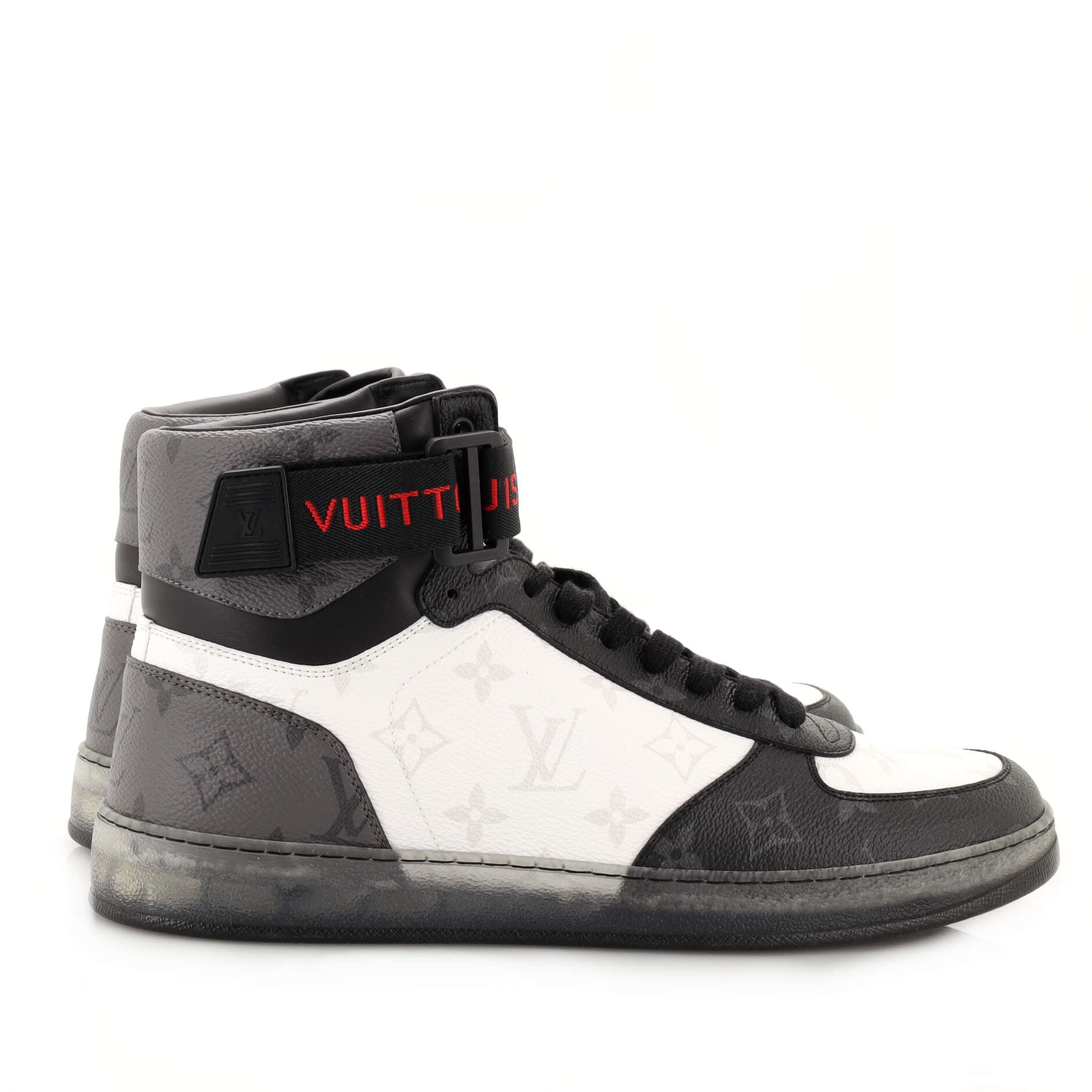 Louis Vuitton Men's White Leather & Monogram Canvas Rivoli Sneaker Boot