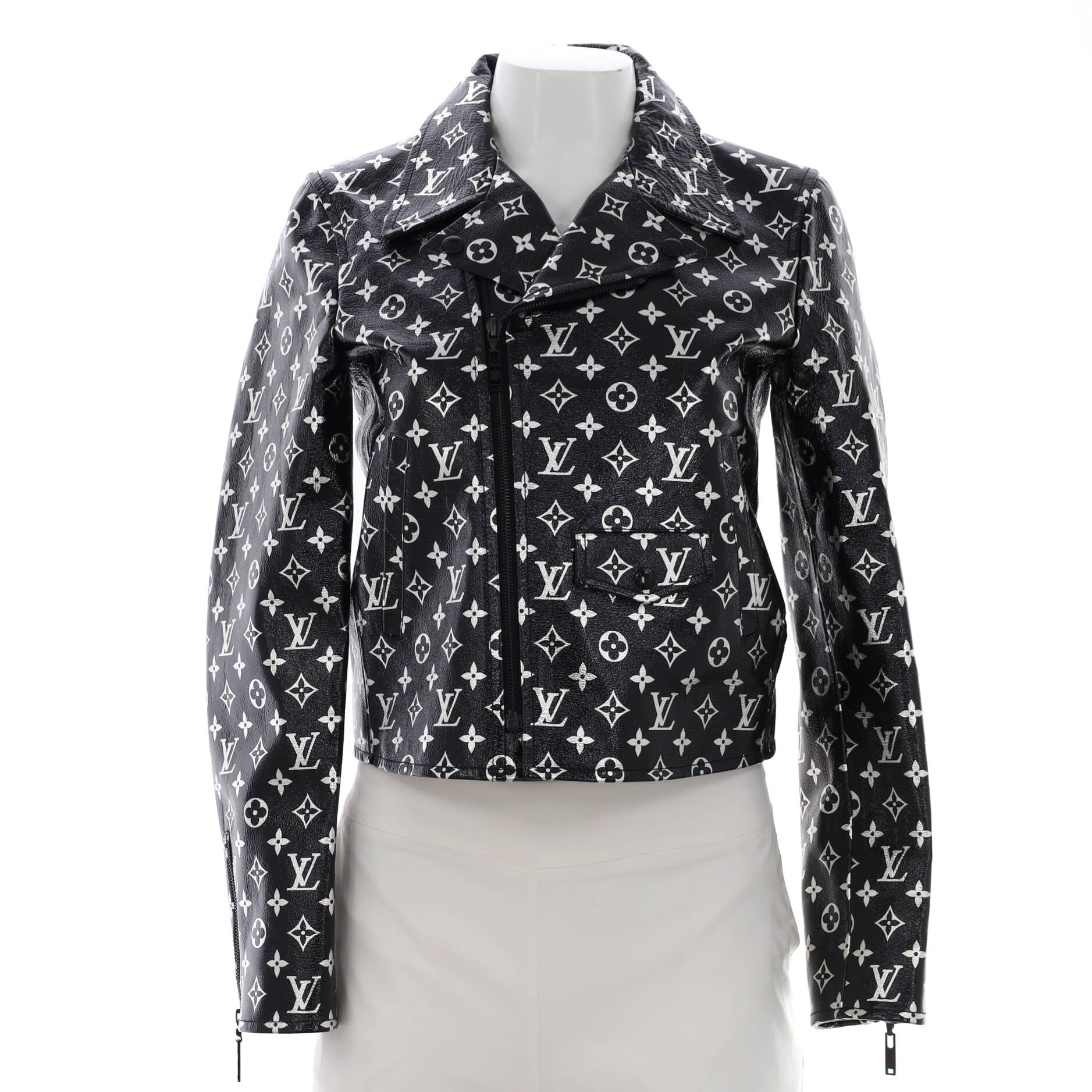 Louis Vuitton Monogram Printed Leather Biker Jacket 1A4Z18