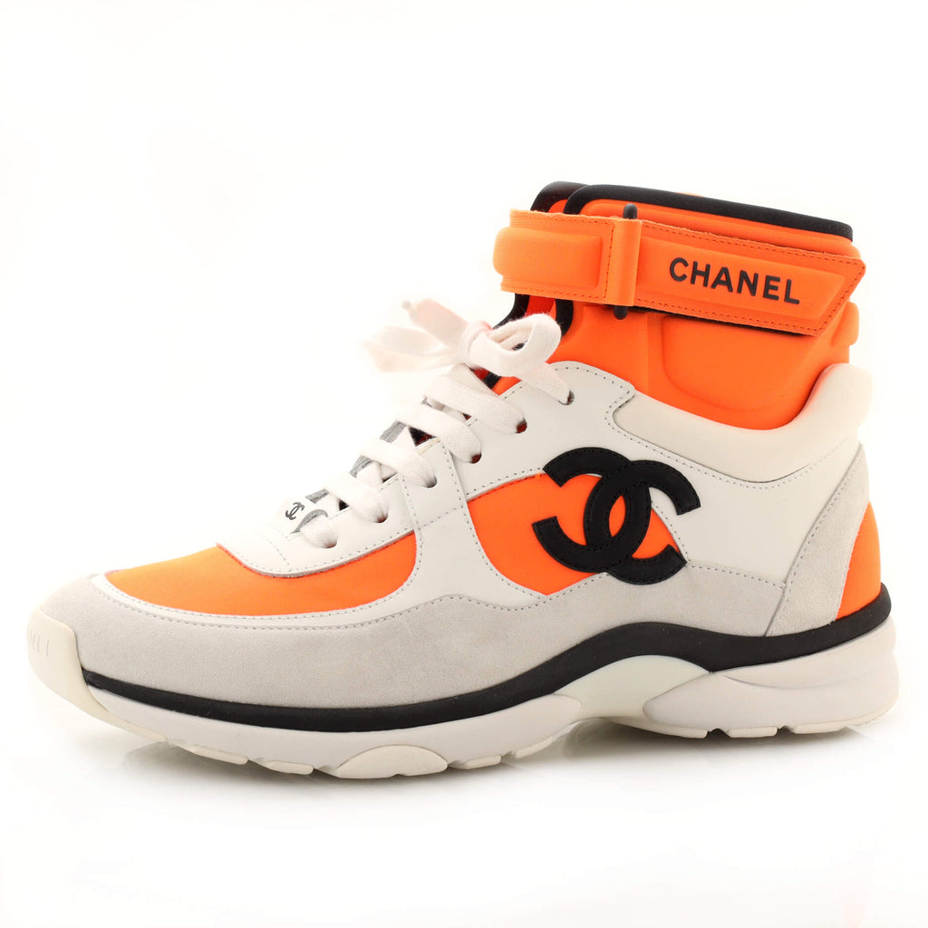 Chanel Women's CC High-Top Sneakers Leather and Neoprene Neutral 197807252
