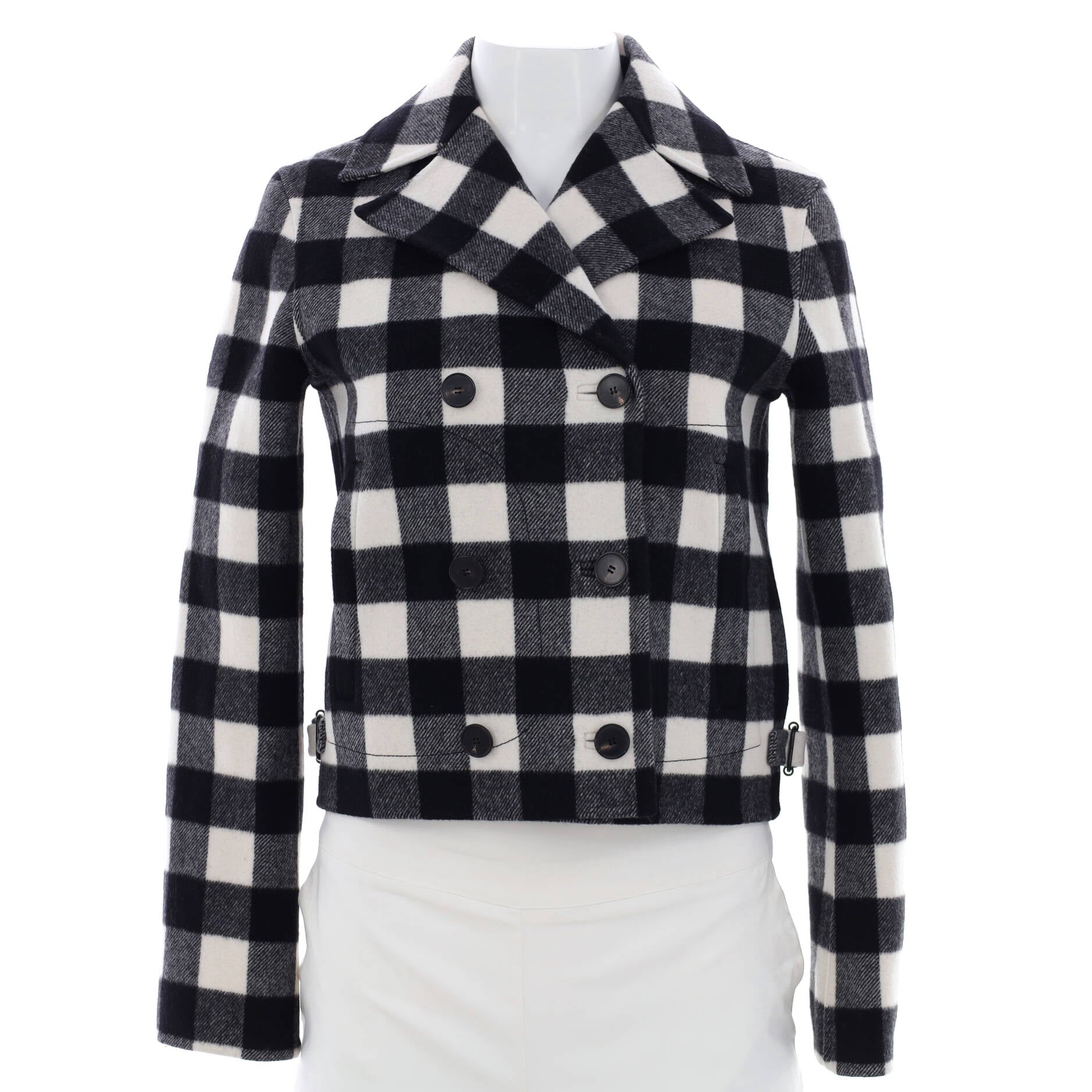 Women's Double Breasted Peacoat Printed Wool