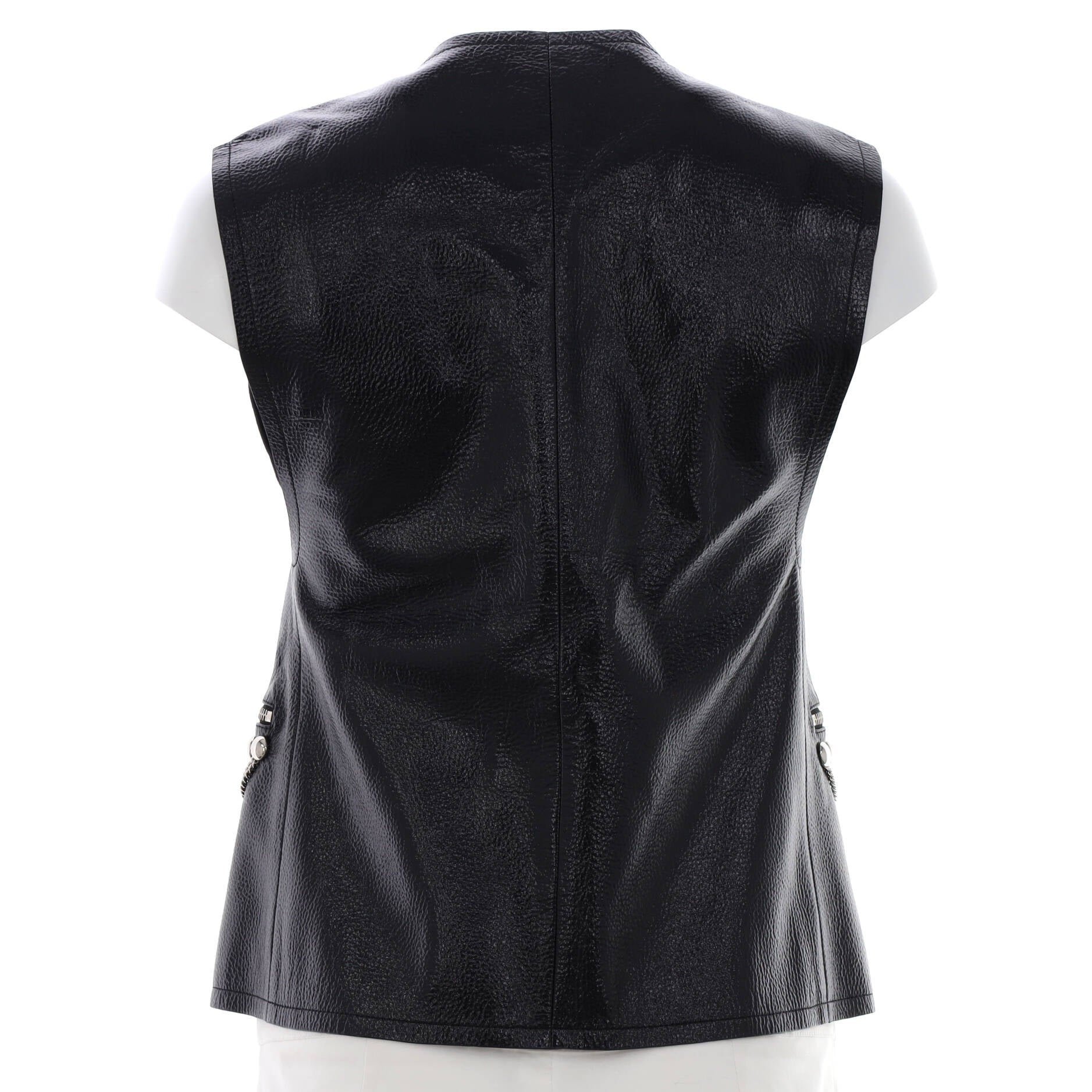 Louis Vuitton Women's Zip Up Gilet Vest Studded Leather Black