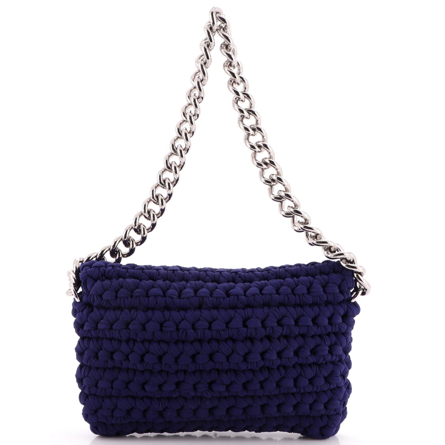 CHANEL Fancy Crochet Flap Bag Fabric Small