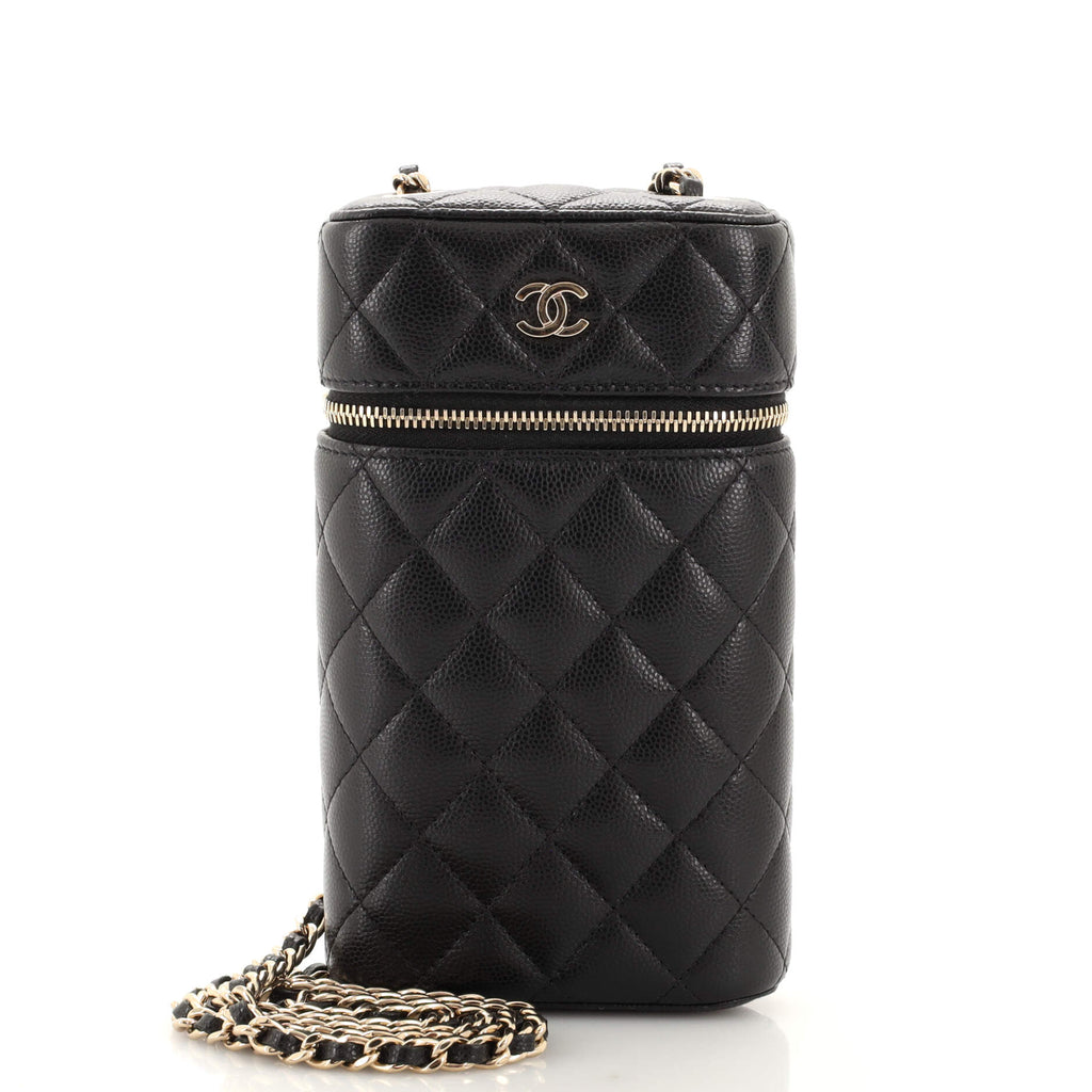 Chanel Classic Vanity Phone Holder with Chain Quilted Caviar Black 1978941