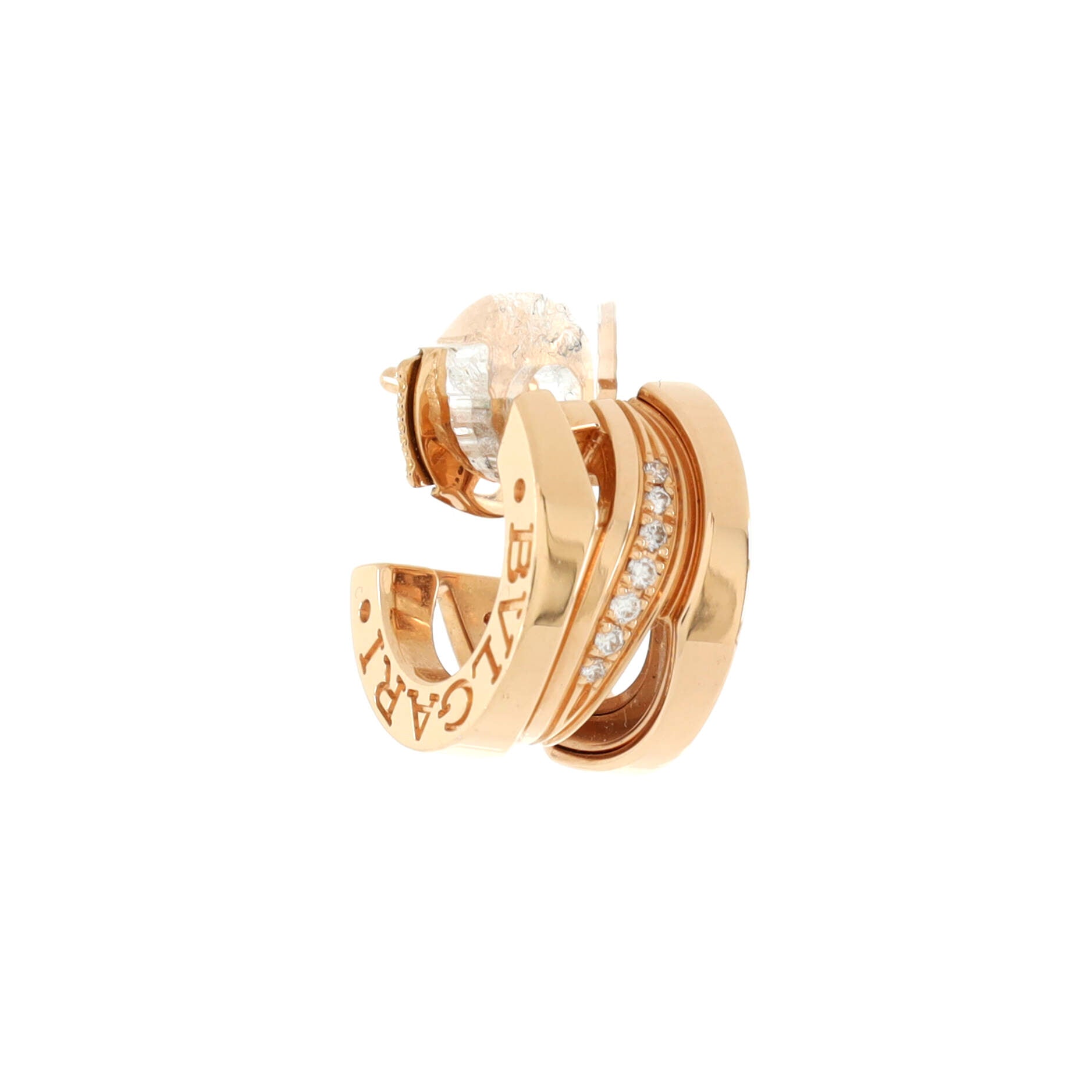 B.Zero1 18K Rose Gold & Diamond Huggie Hoop Earrings