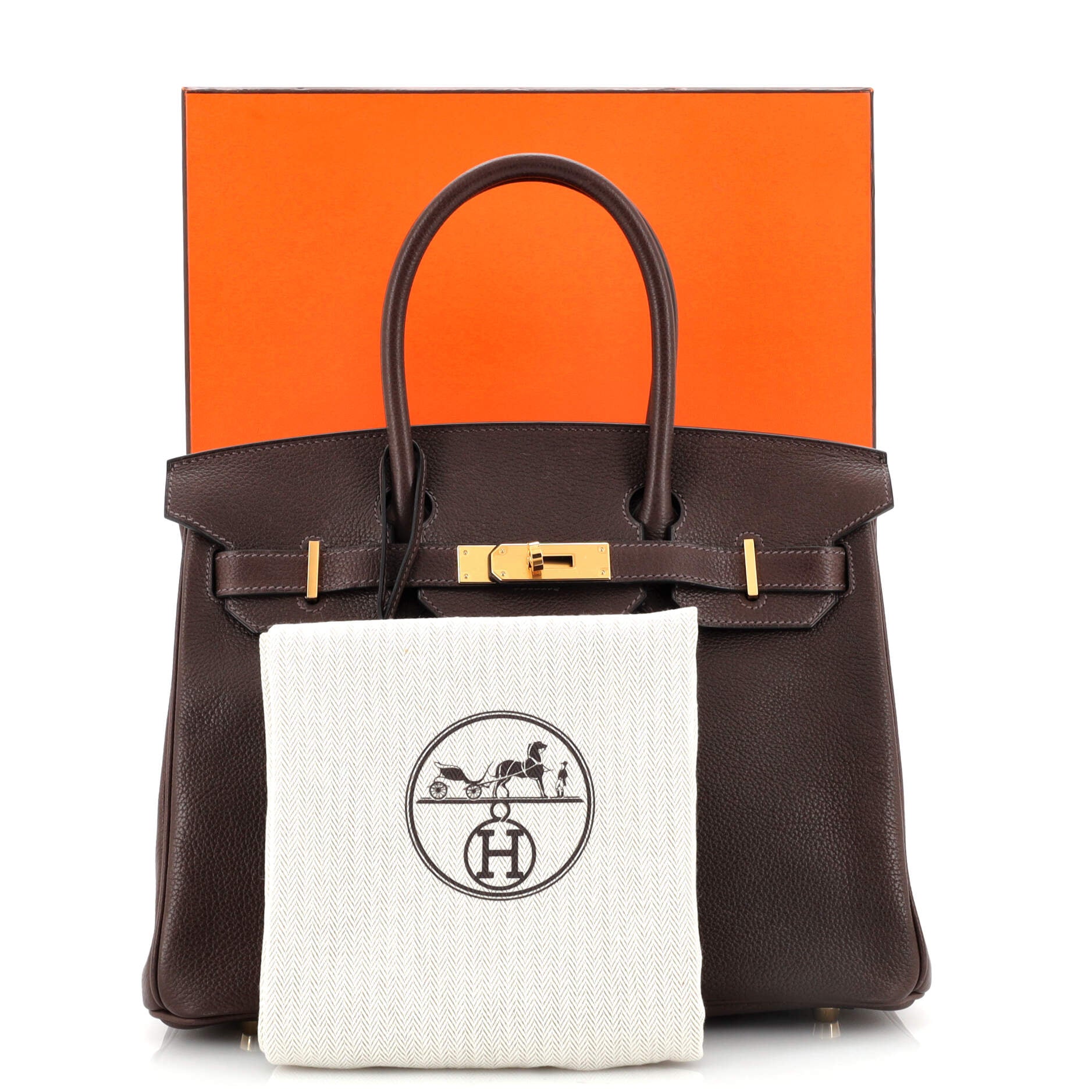 Hermes Birkin Handbag Ebene Barenia Faubourg with Gold Hardware 30