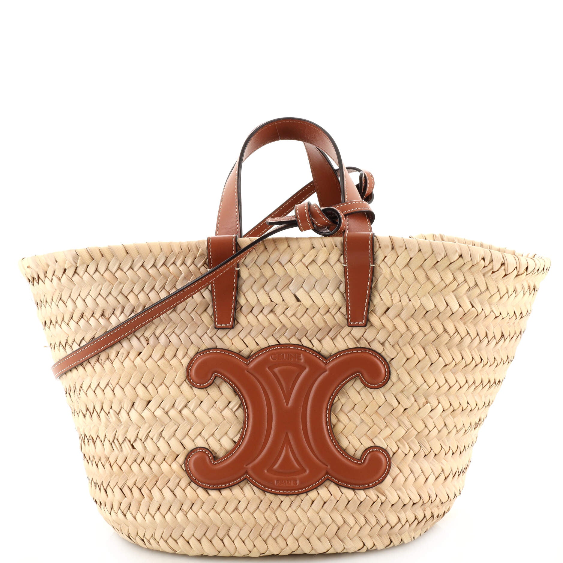 CHAIN SHOULDER BAG TRIOMPHE in RAFFIA - Natural