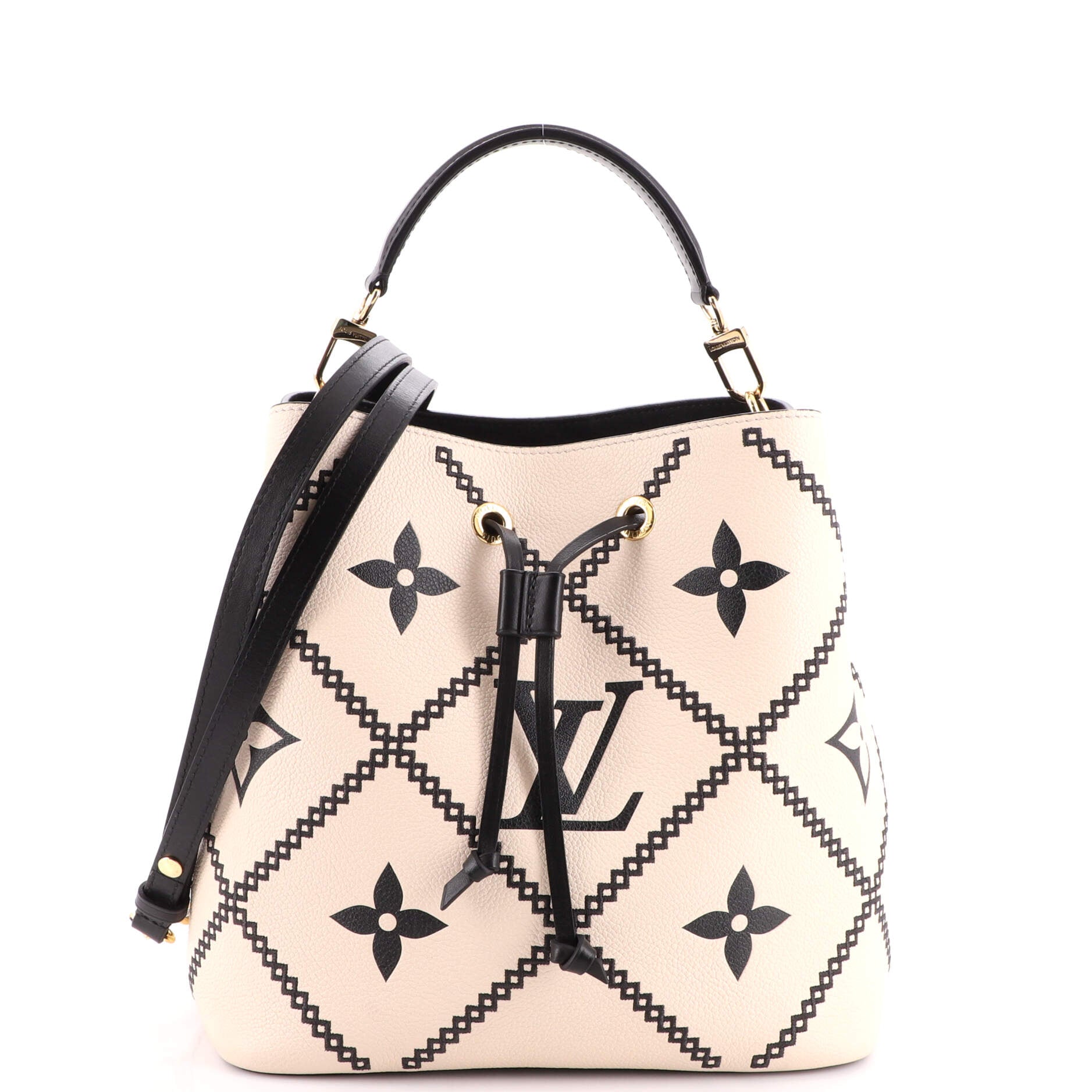 White Louis Vuitton Monogram Empreinte NeoNoe Bucket Bag