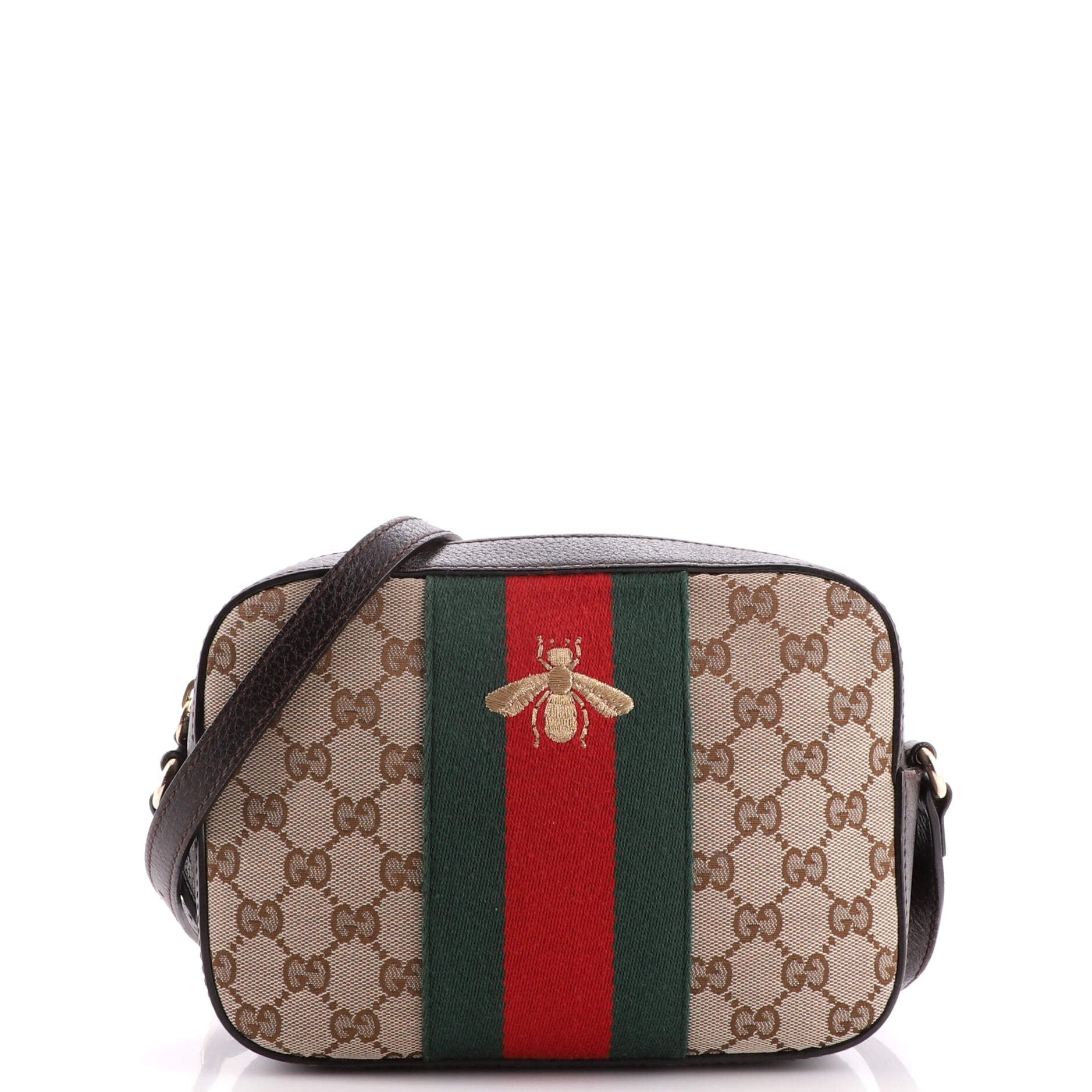 Gucci Camera Crossbody GG Bee Web Brown - US