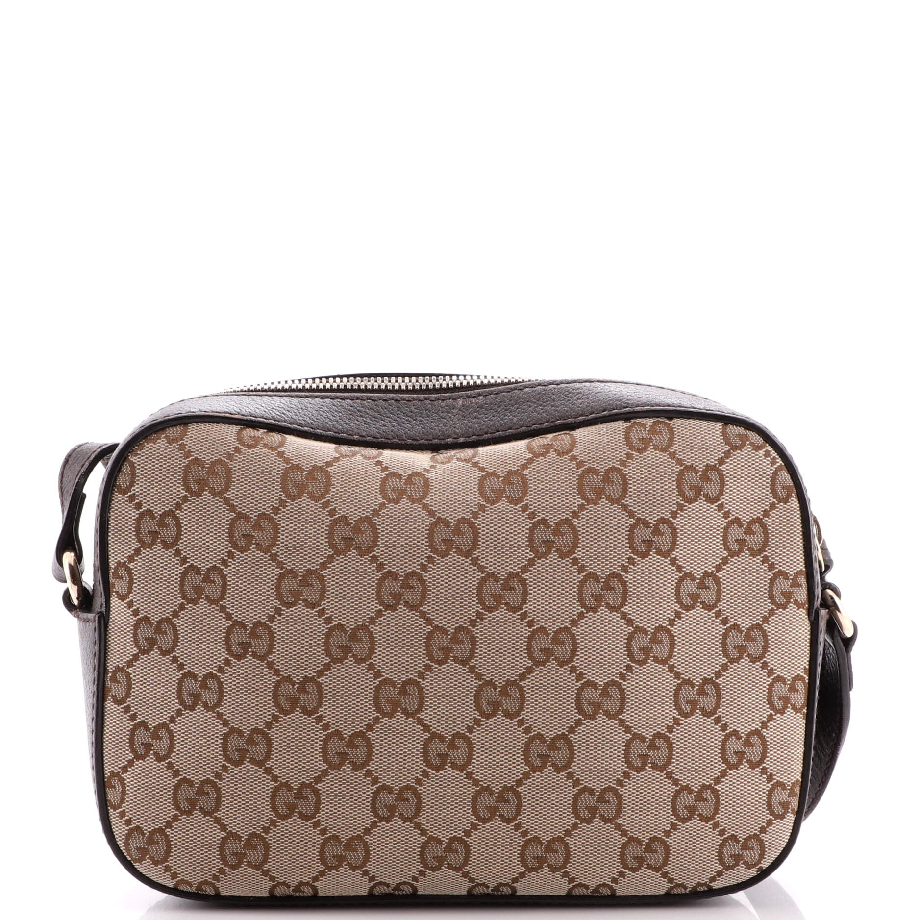 Gucci Beige GG Monogram Canvas Bee Web Camera Bag Gold Hardware (Very Good)