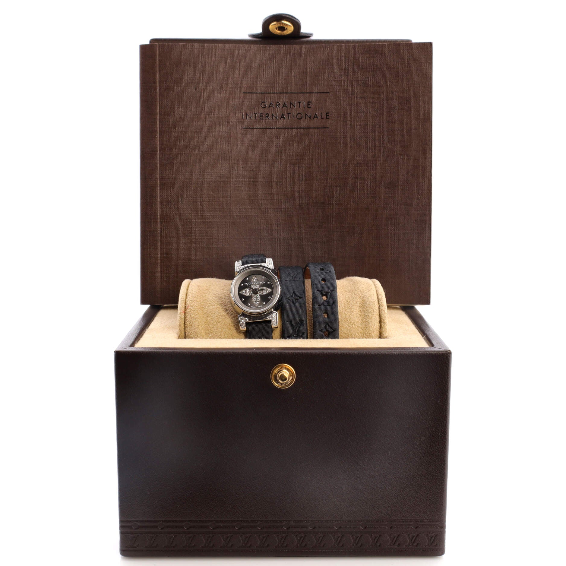 Louis Vuitton Tambour Bijou Noir Quartz Watch Stainless Steel And