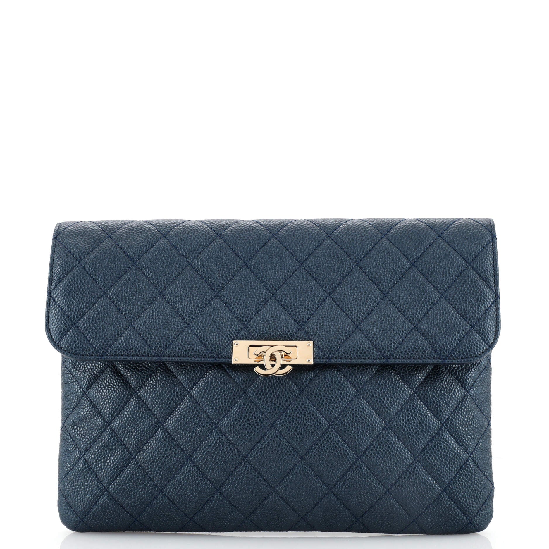 CHANEL Golden Class O Case Clutch Quilted Caviar Medium