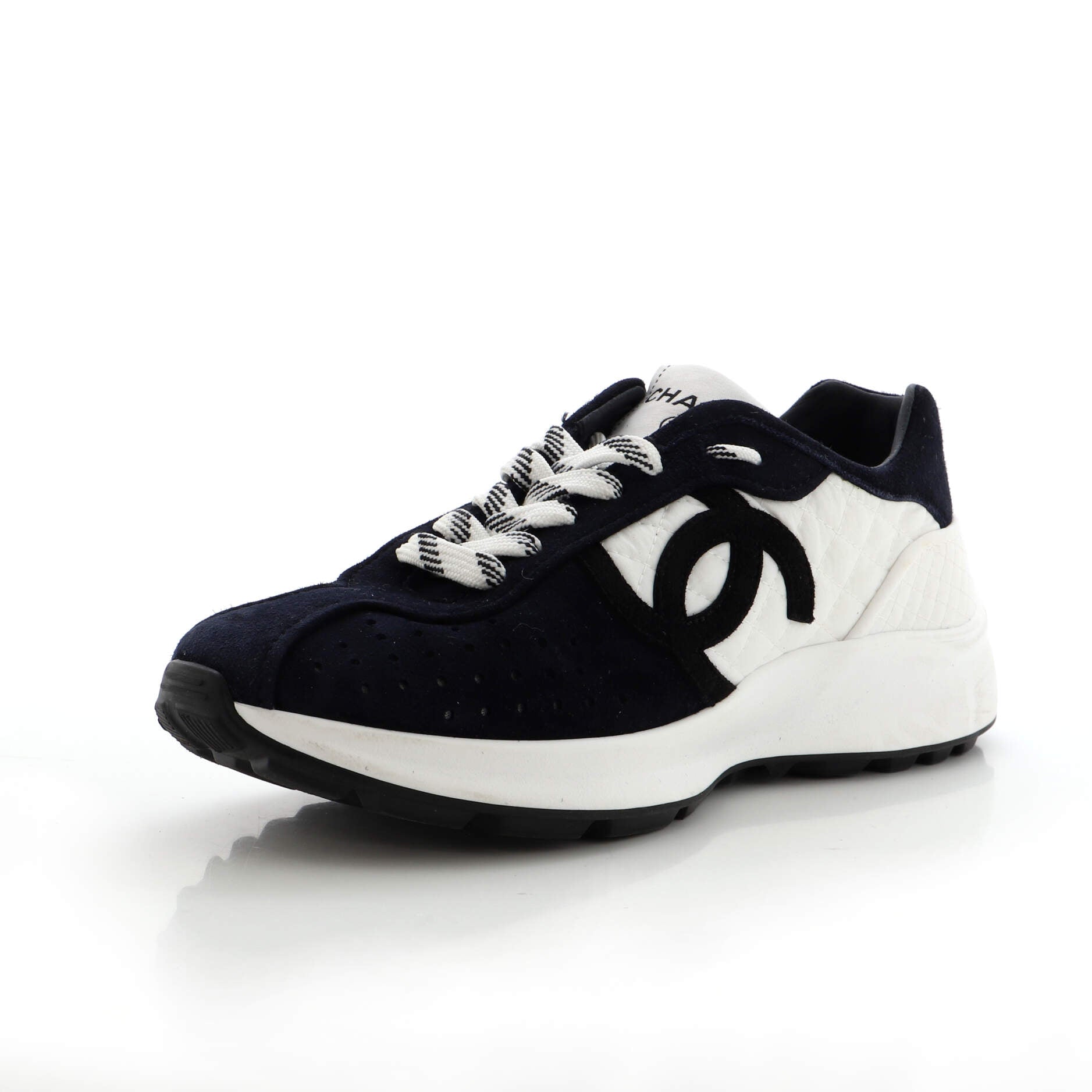 CHANEL Women's CC Low-Top Sneakers Suede and Fabric