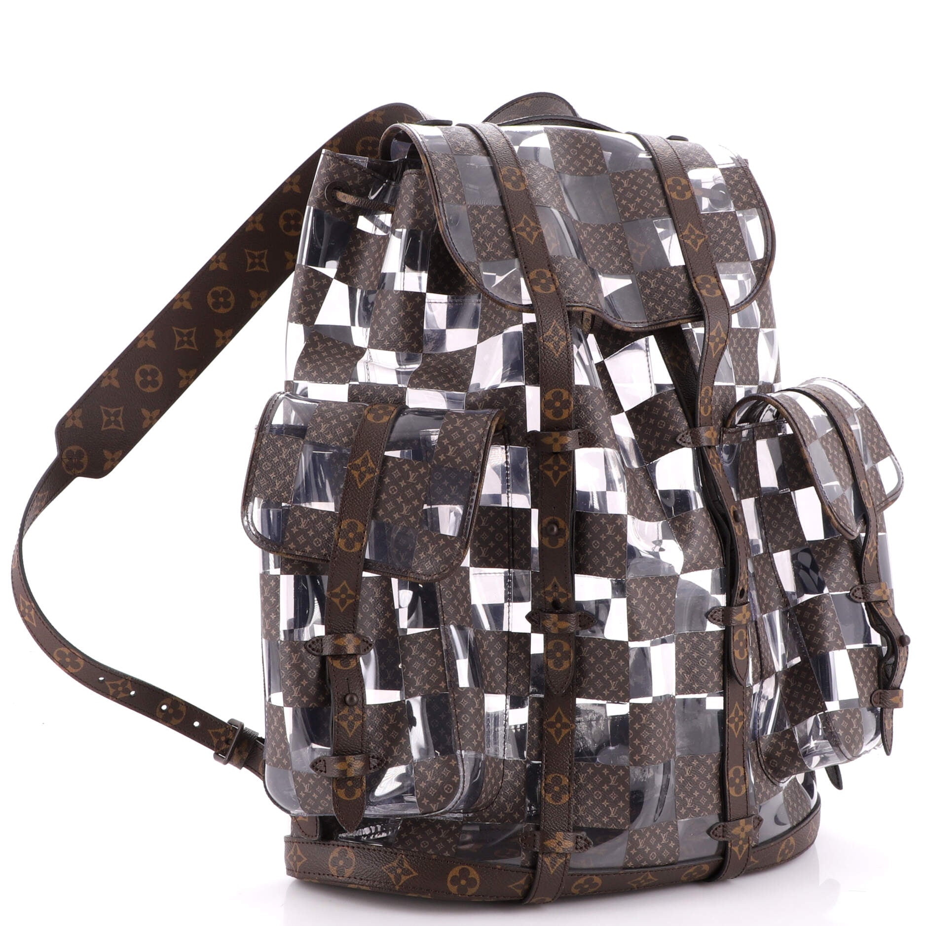 LOUIS VUITTON Christopher MM Backpack M20865 Monogram canvas PVC chess used