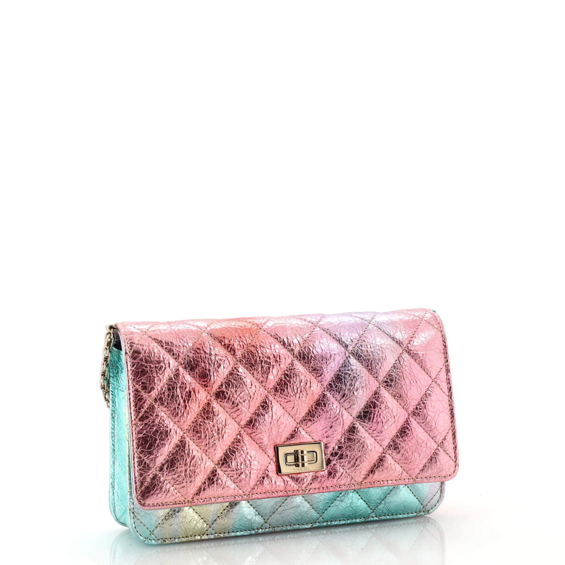 CHANEL Rainbow Reissue 2.55 Wallet on Chain Quilted Multicolor Metallic  Goatskin