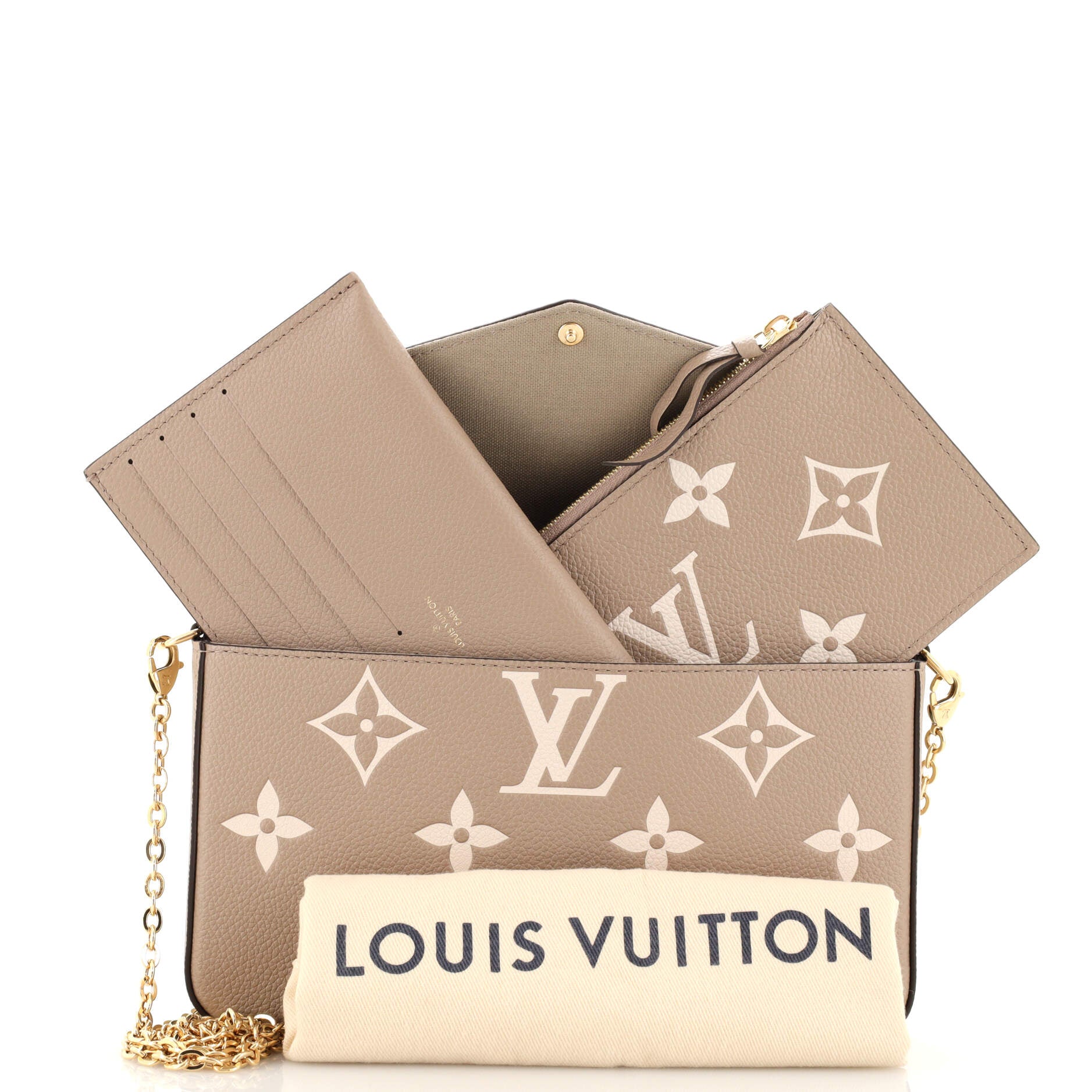 Louis Vuitton Felicie Pochette Bicolor Monogram Empreinte Leather