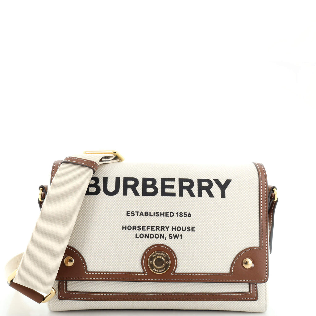 Burberry Note Crossbody Bag Canvas with Leather Medium Brown 19986214