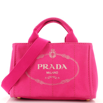 Prada Canapa Convertible Tote Canvas Mini Pink 199862211