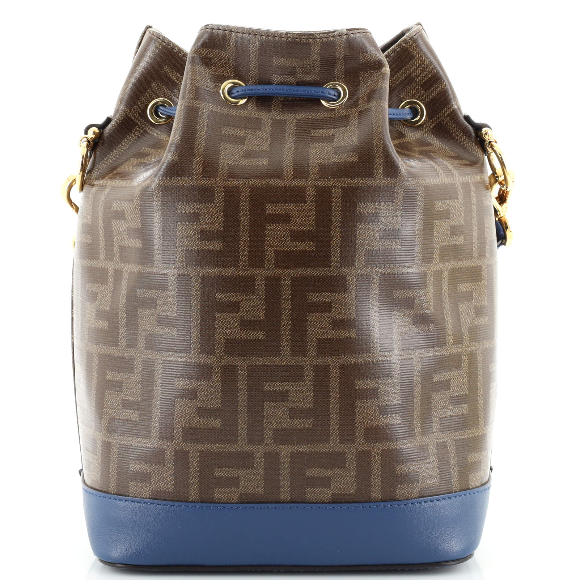 FENDI Mon Tresor Zucca Bucket Shoulder Bag Coated Canvas Leather