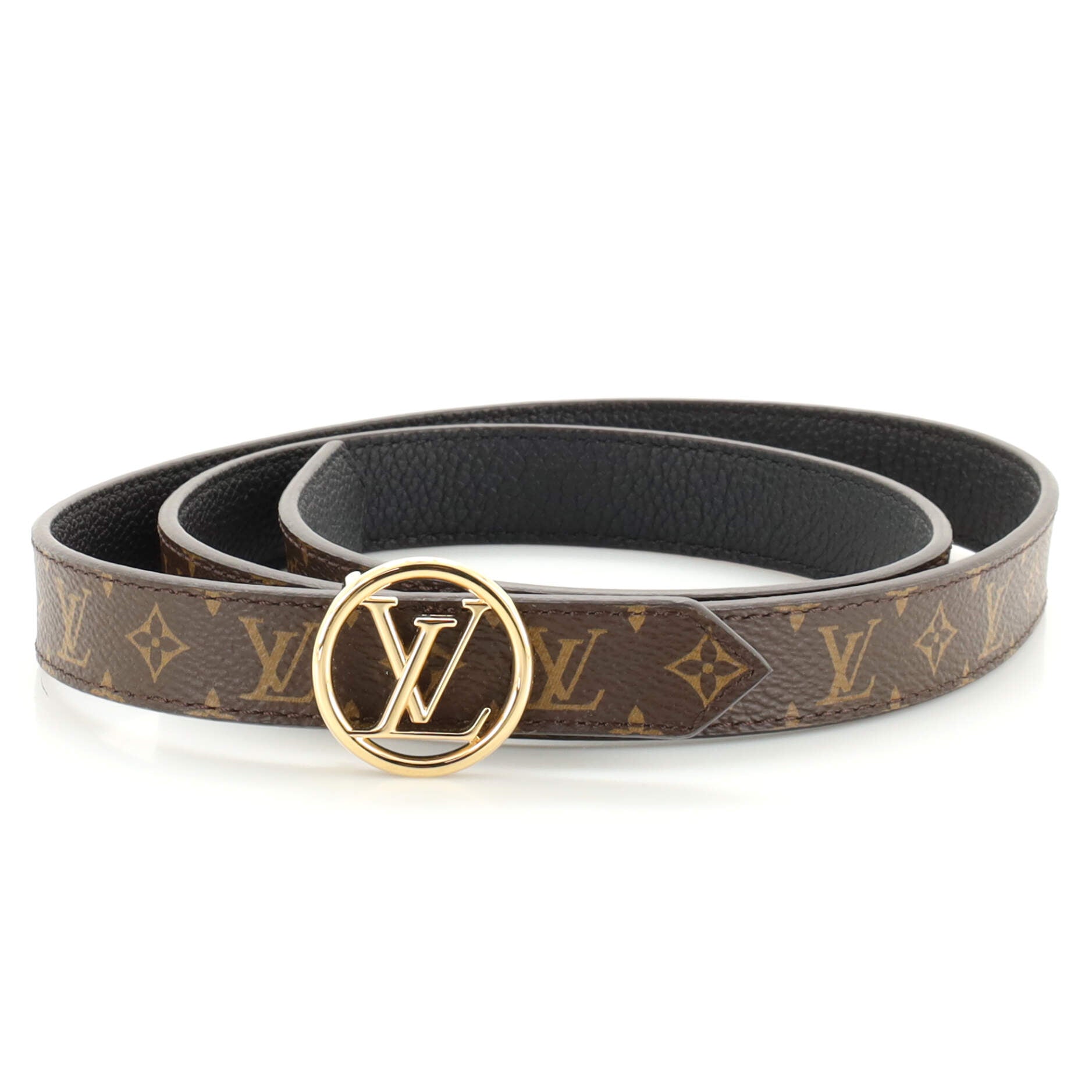 Louis Vuitton Ceinture LV Circle Buckle Monogram Eclipse Reversible Belt  Black