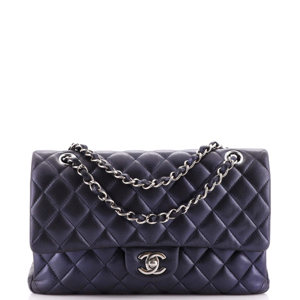 Zoom ind Forståelse delikat Chanel Classic Double Flap Bag Quilted Lambskin Medium Blue 1999891