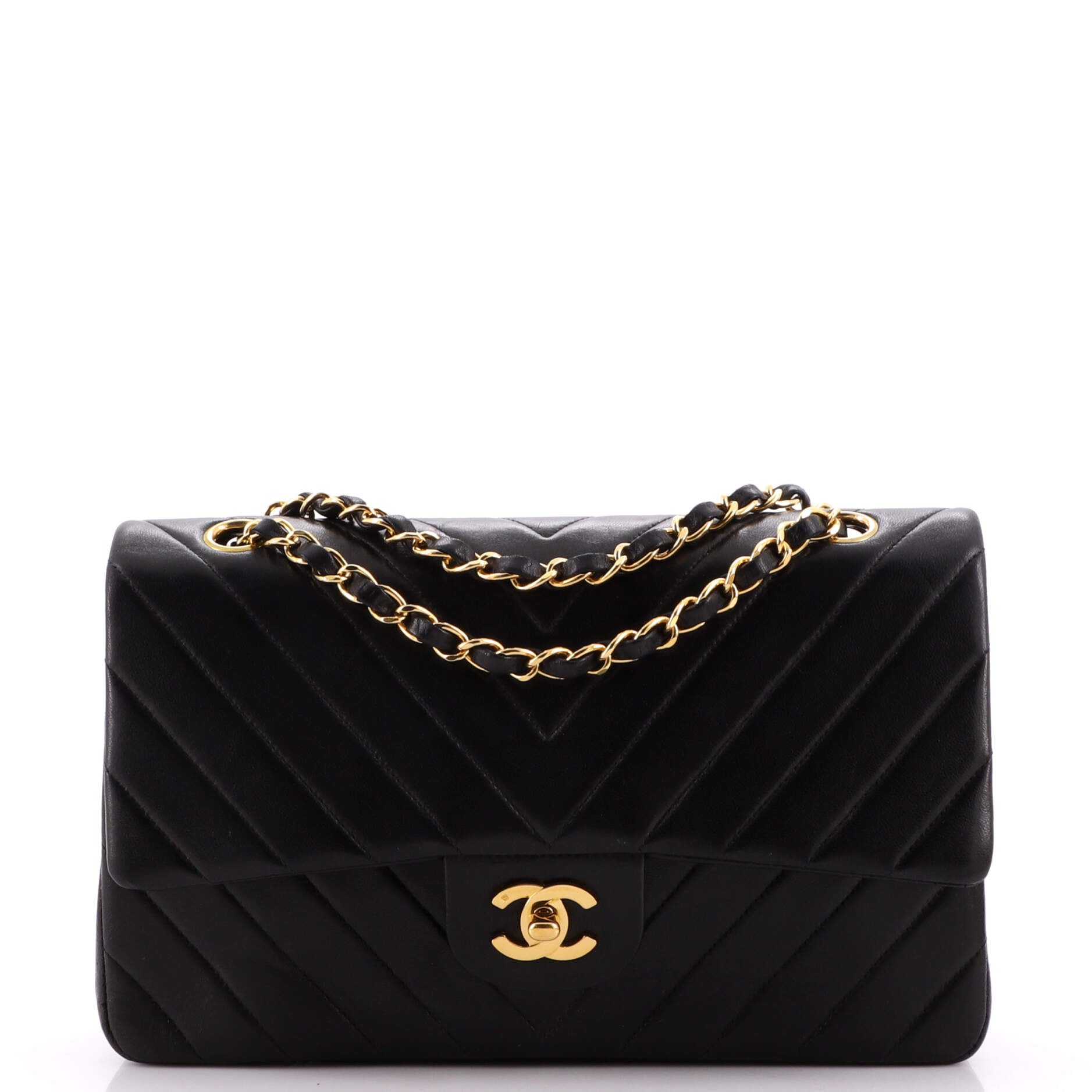 CHANEL Vintage Classic Double Flap Bag Chevron Lambskin Medium