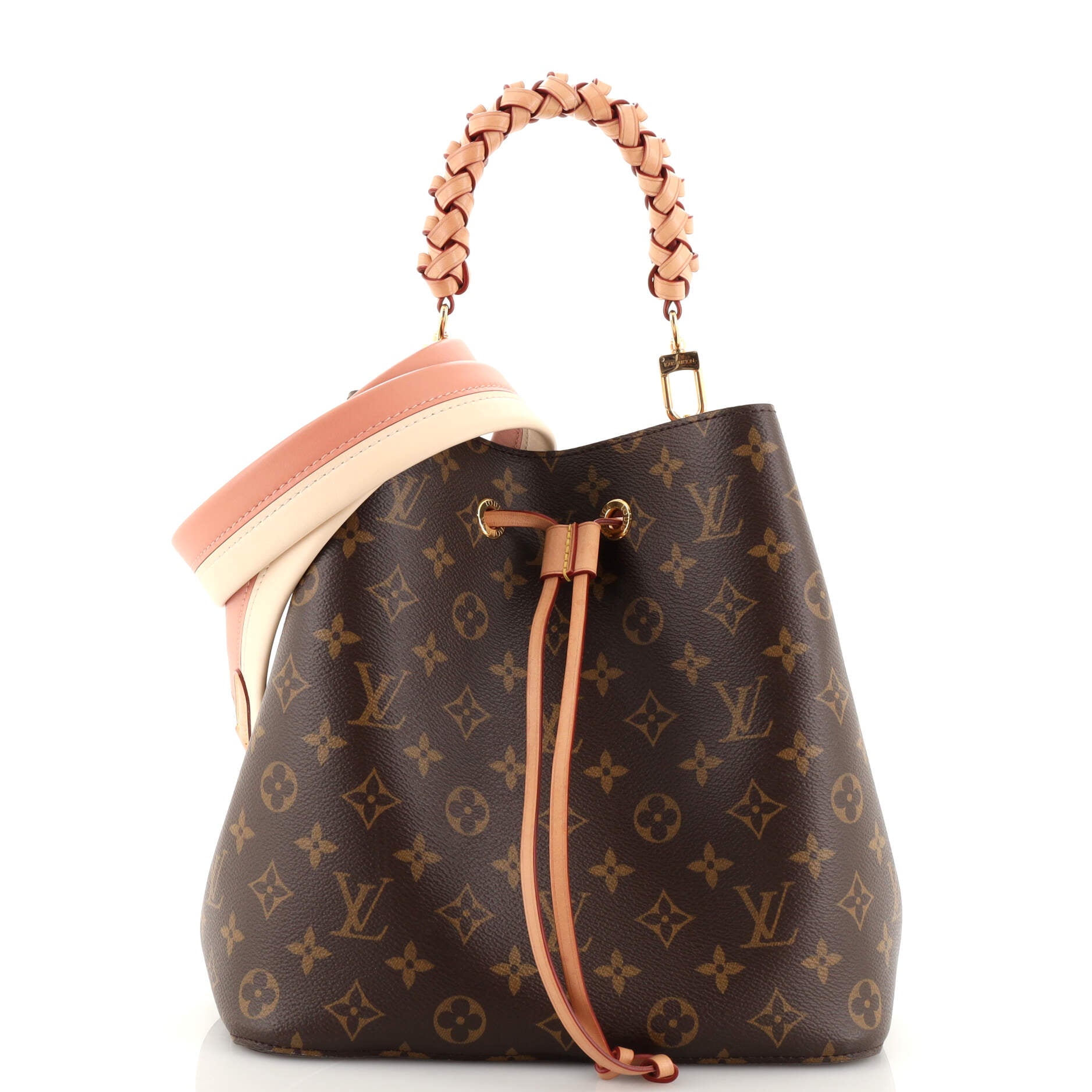 Louis Vuitton Braided Handle V Tote Monogram Canvas And Leather Mm