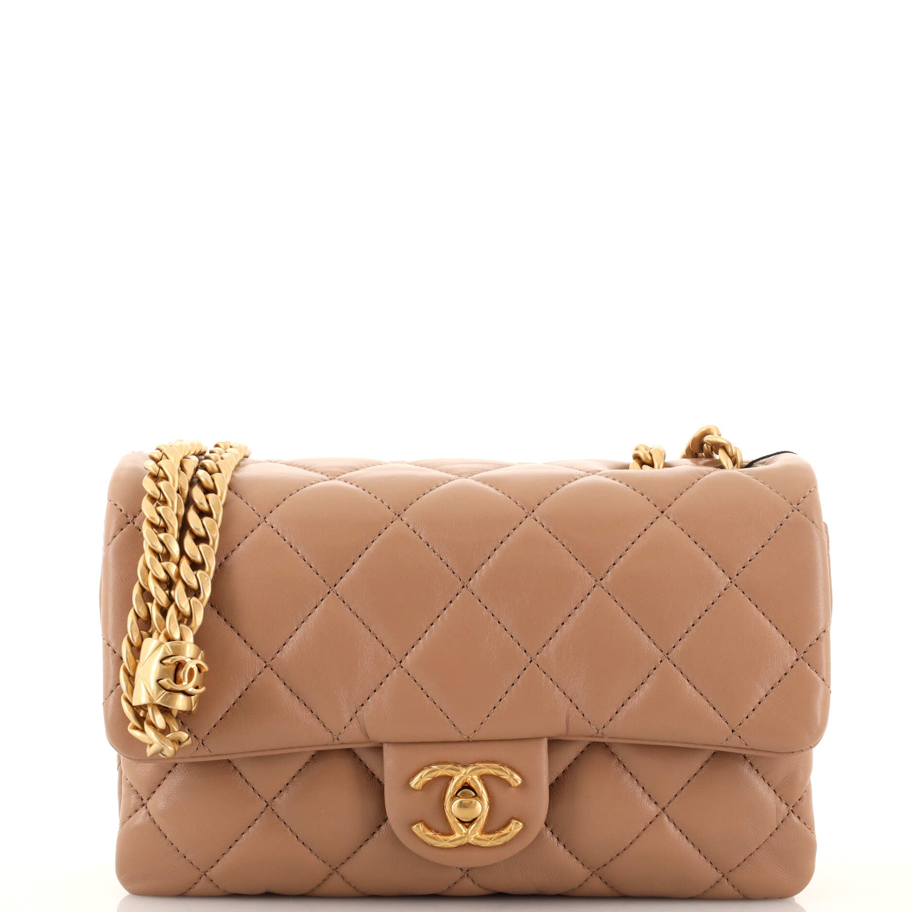 CHANEL VINTAGE BROWN QUILTED SUEDE LEATHER AND SHEARLING XL FLAP SHOULDER  BAG